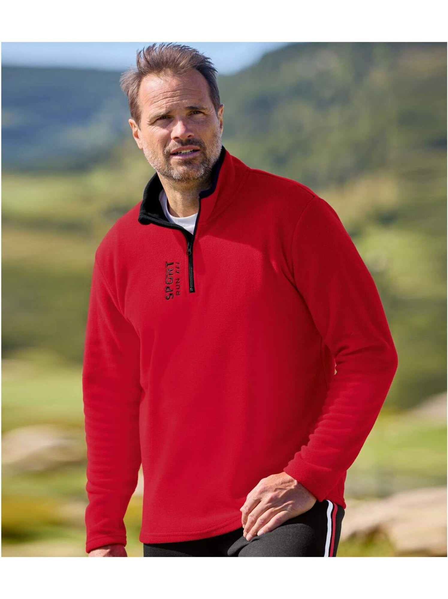 Lot de 2 pulls micropolaires sport   - atlas for men - Noir Rouge