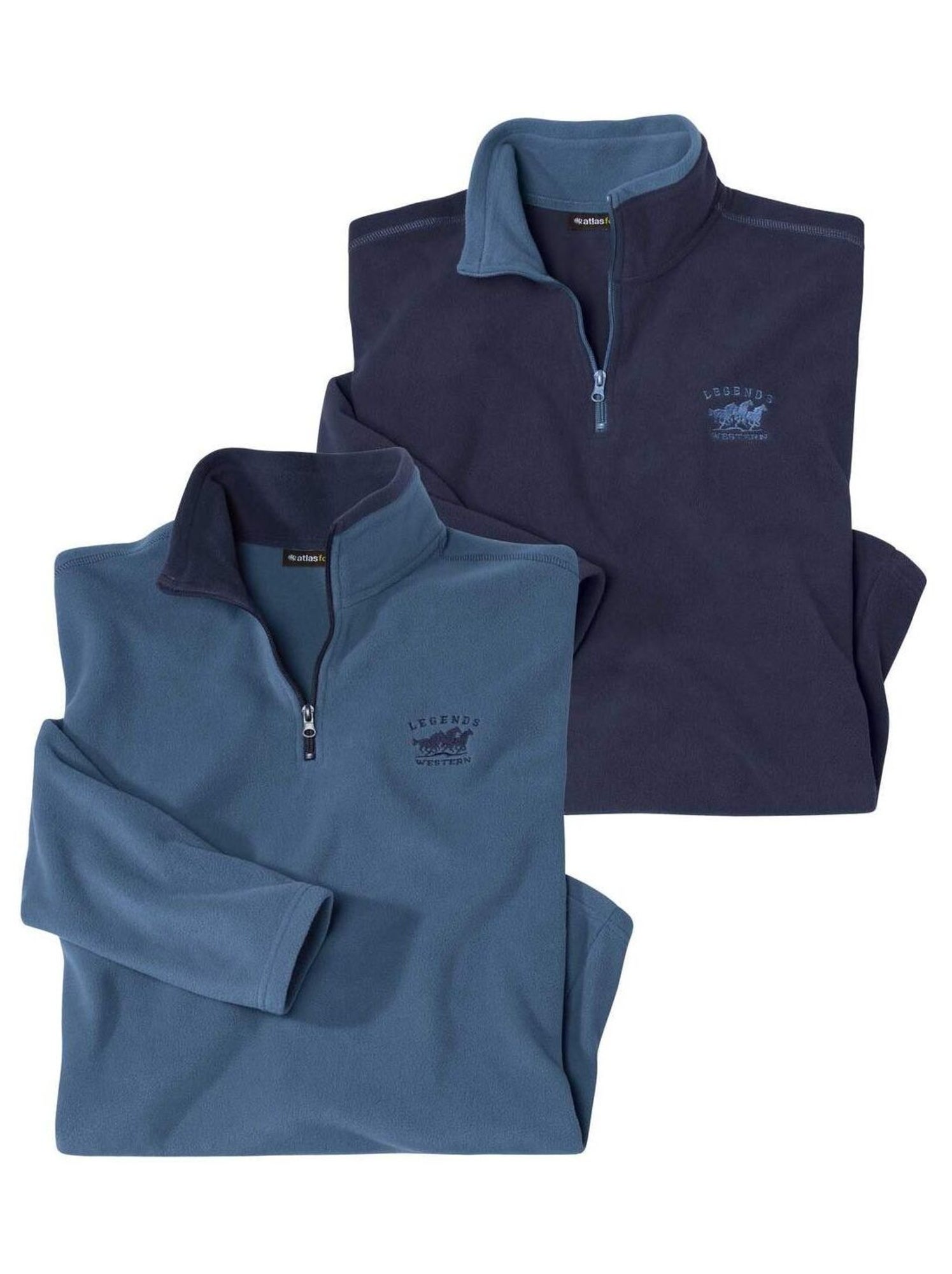 Lot de 2 Pulls Micropolaires West Légend  - ATLAS FOR MEN - Bleu Bleu