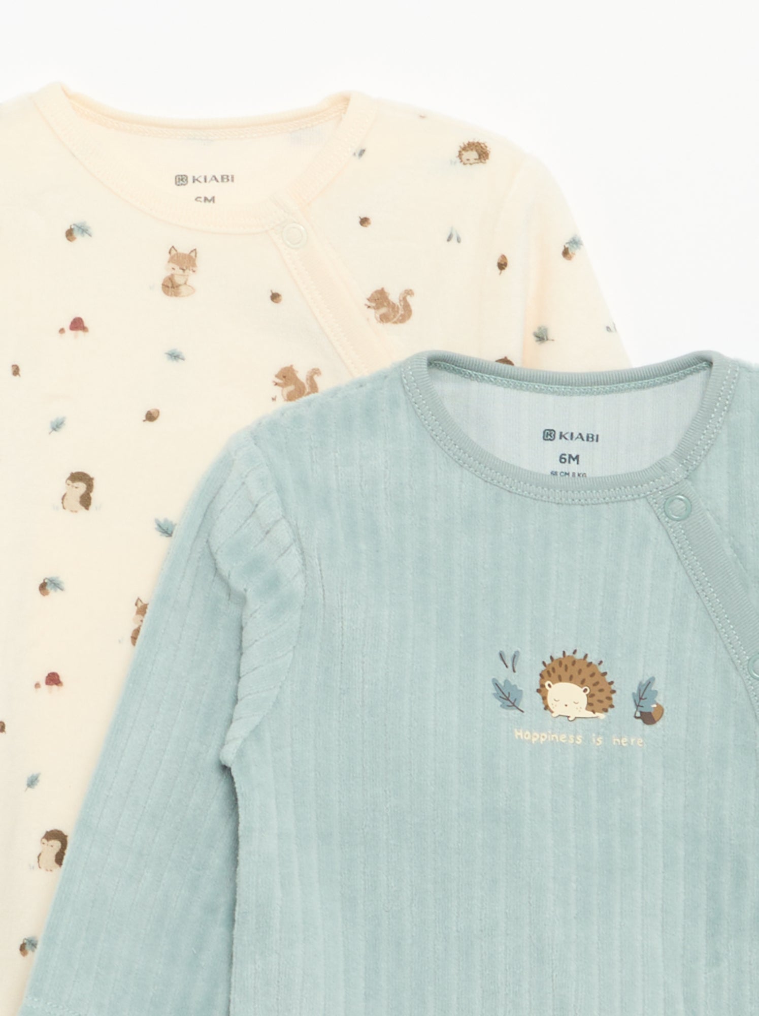 Lot de 2 pyjama en velours avec pieds - Bleu
