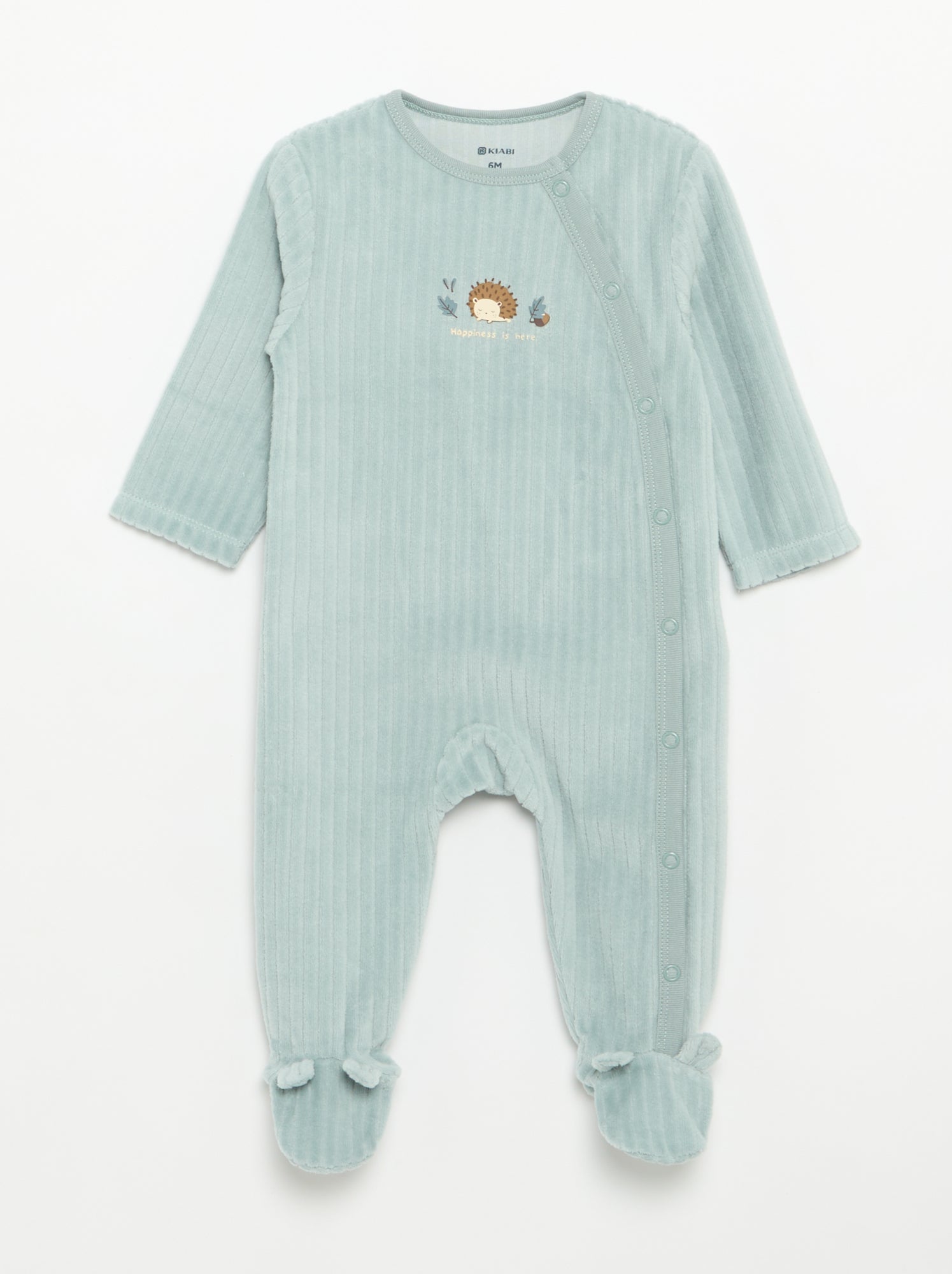 Lot de 2 pyjama en velours avec pieds - Bleu