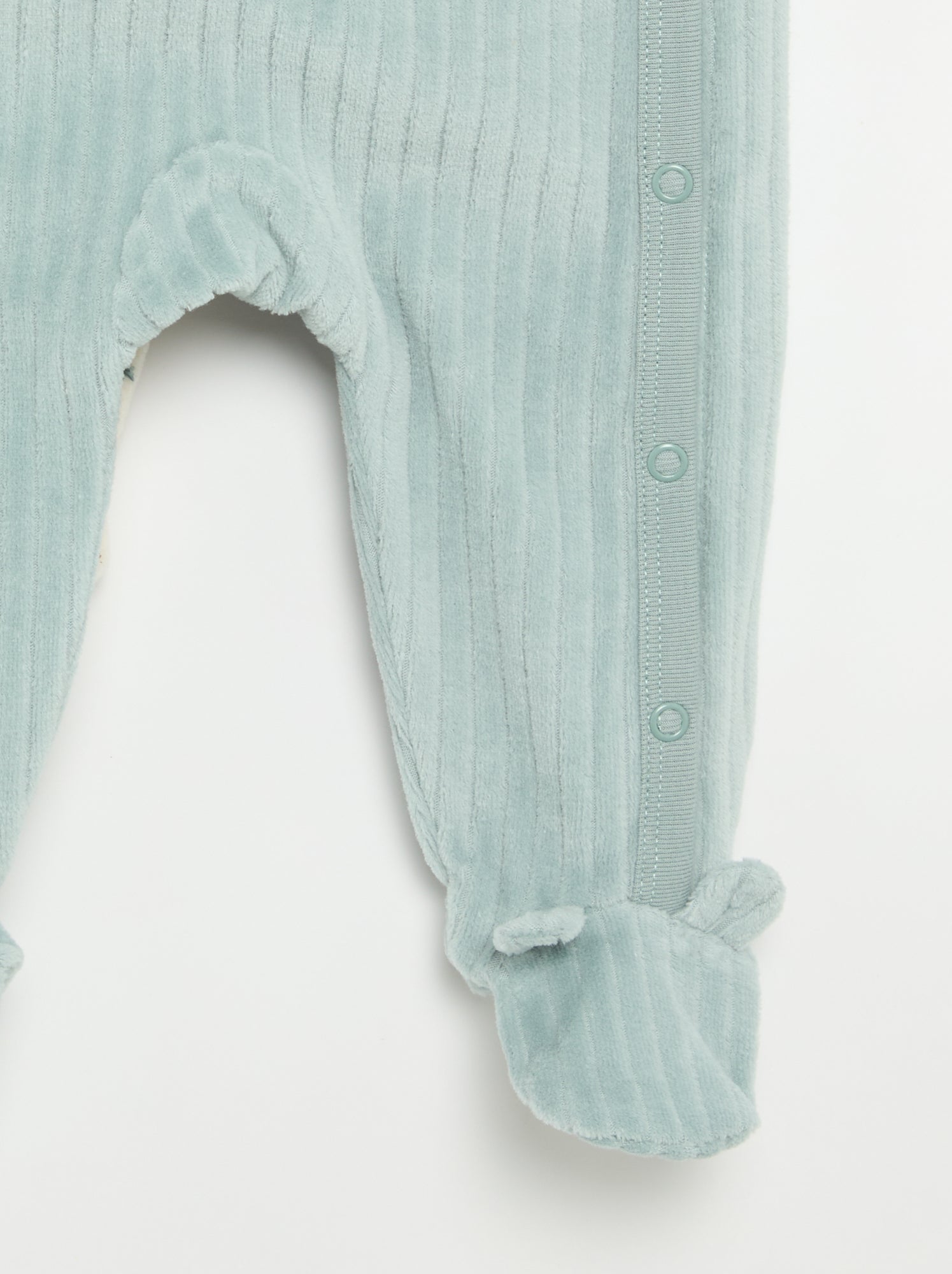 Lot de 2 pyjama en velours avec pieds - Bleu