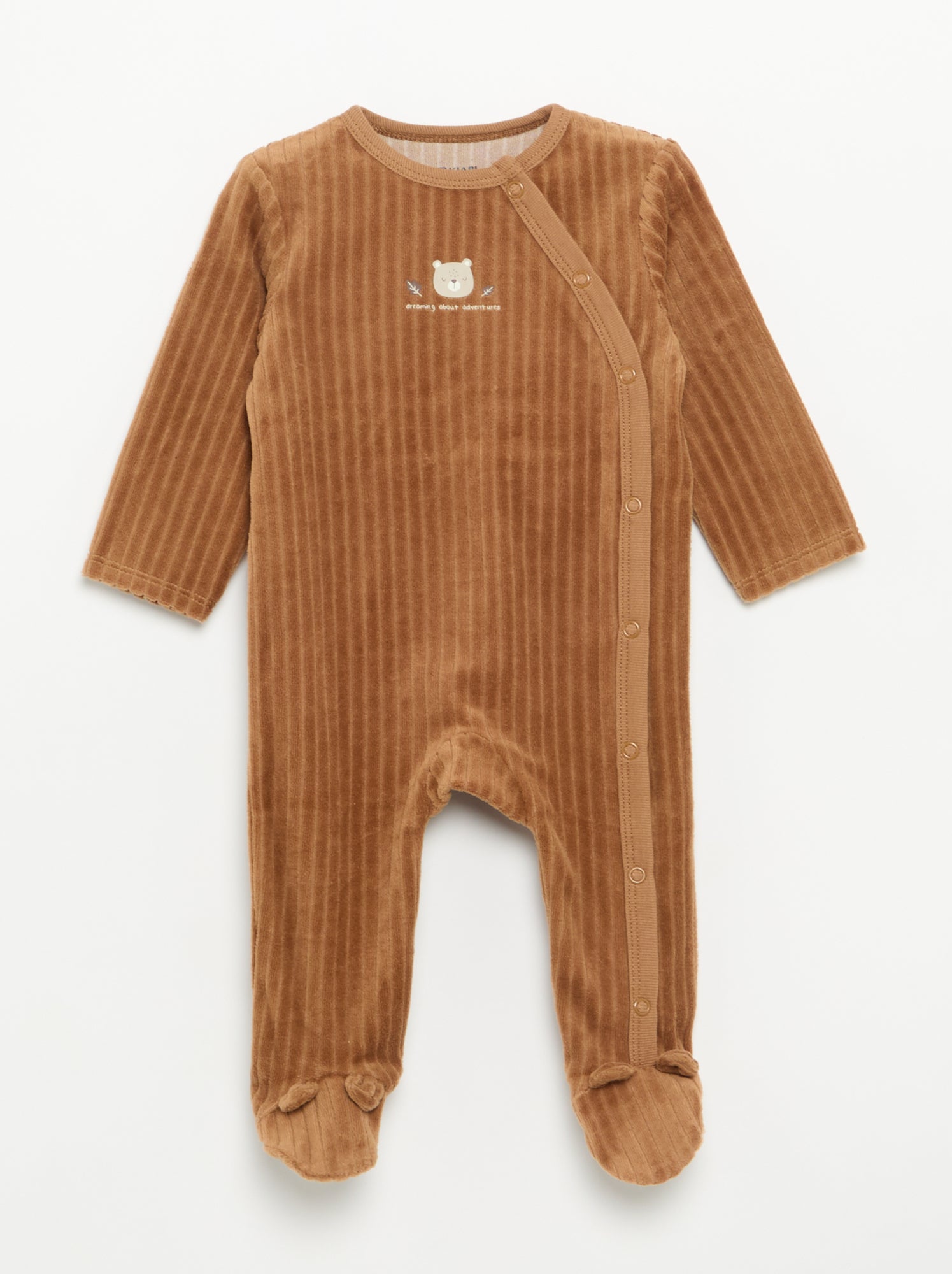 Lot de 2 pyjama en velours avec pieds - Marron
