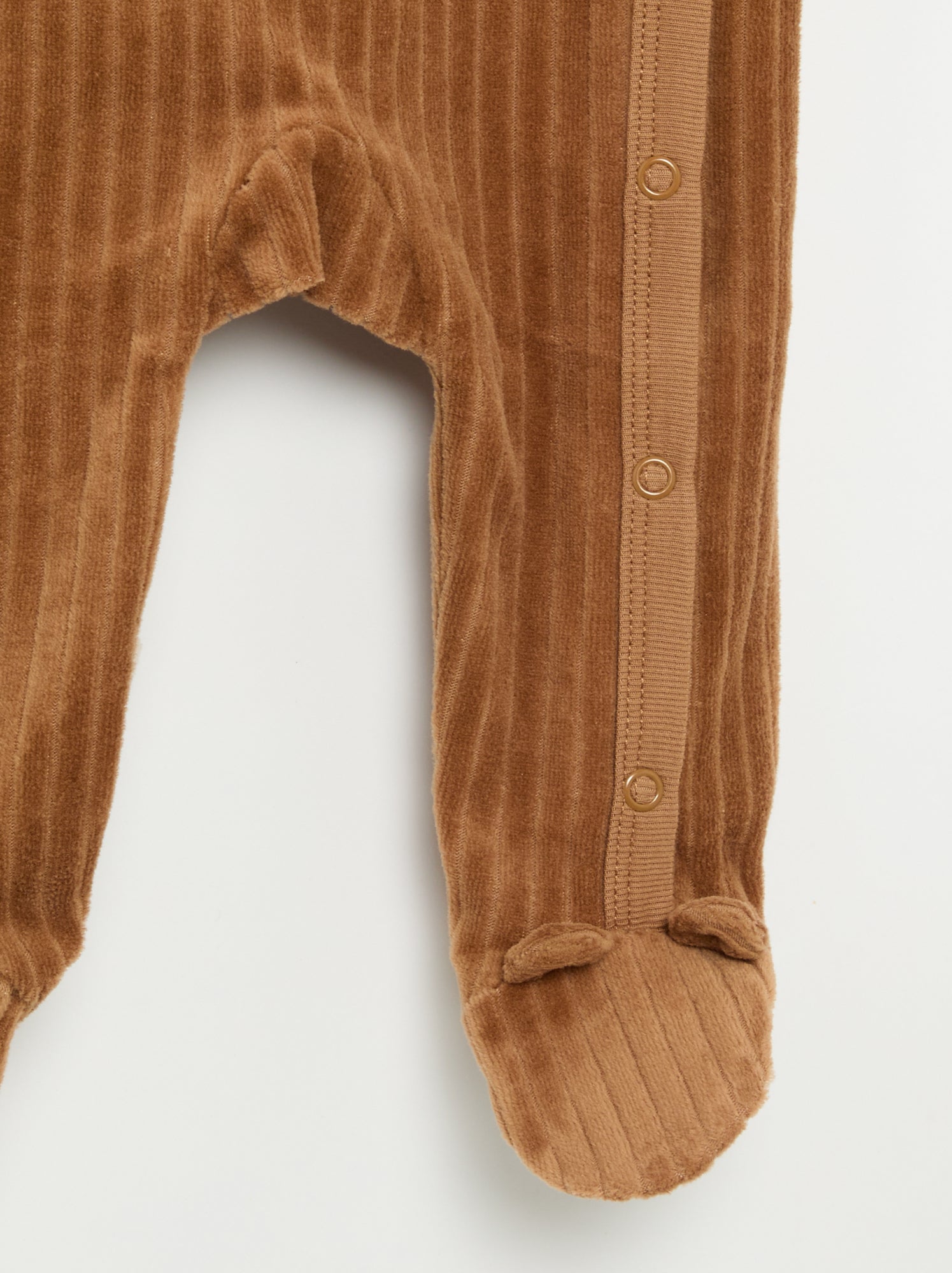 Lot de 2 pyjama en velours avec pieds - Marron