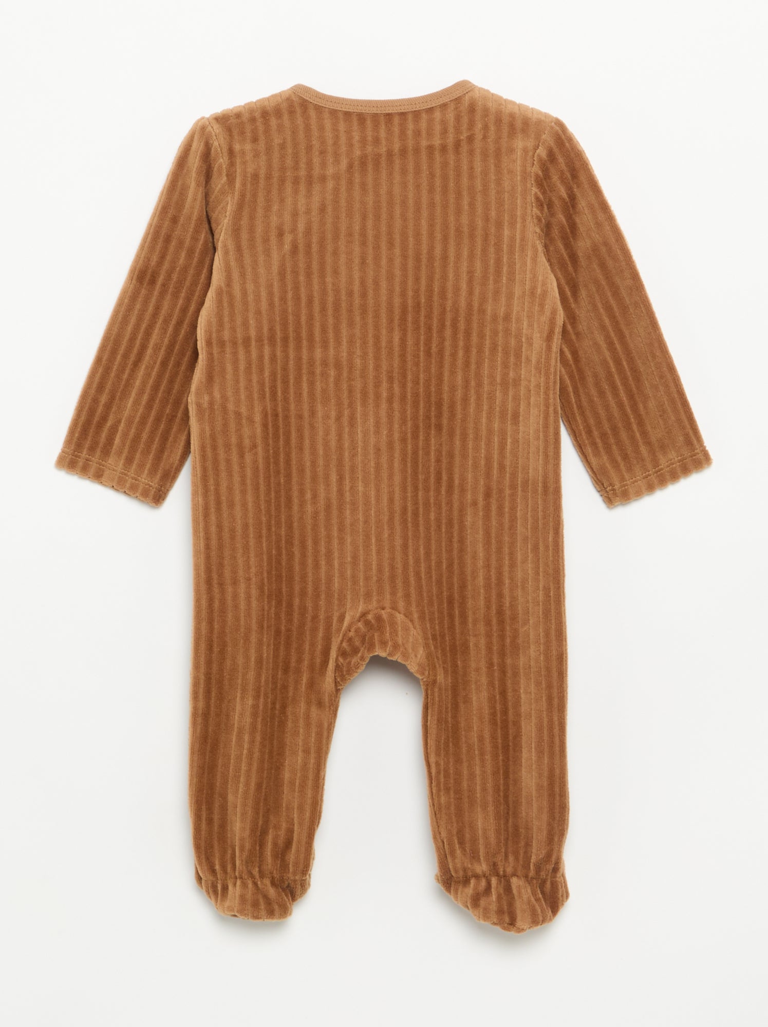 Lot de 2 pyjama en velours avec pieds - Marron