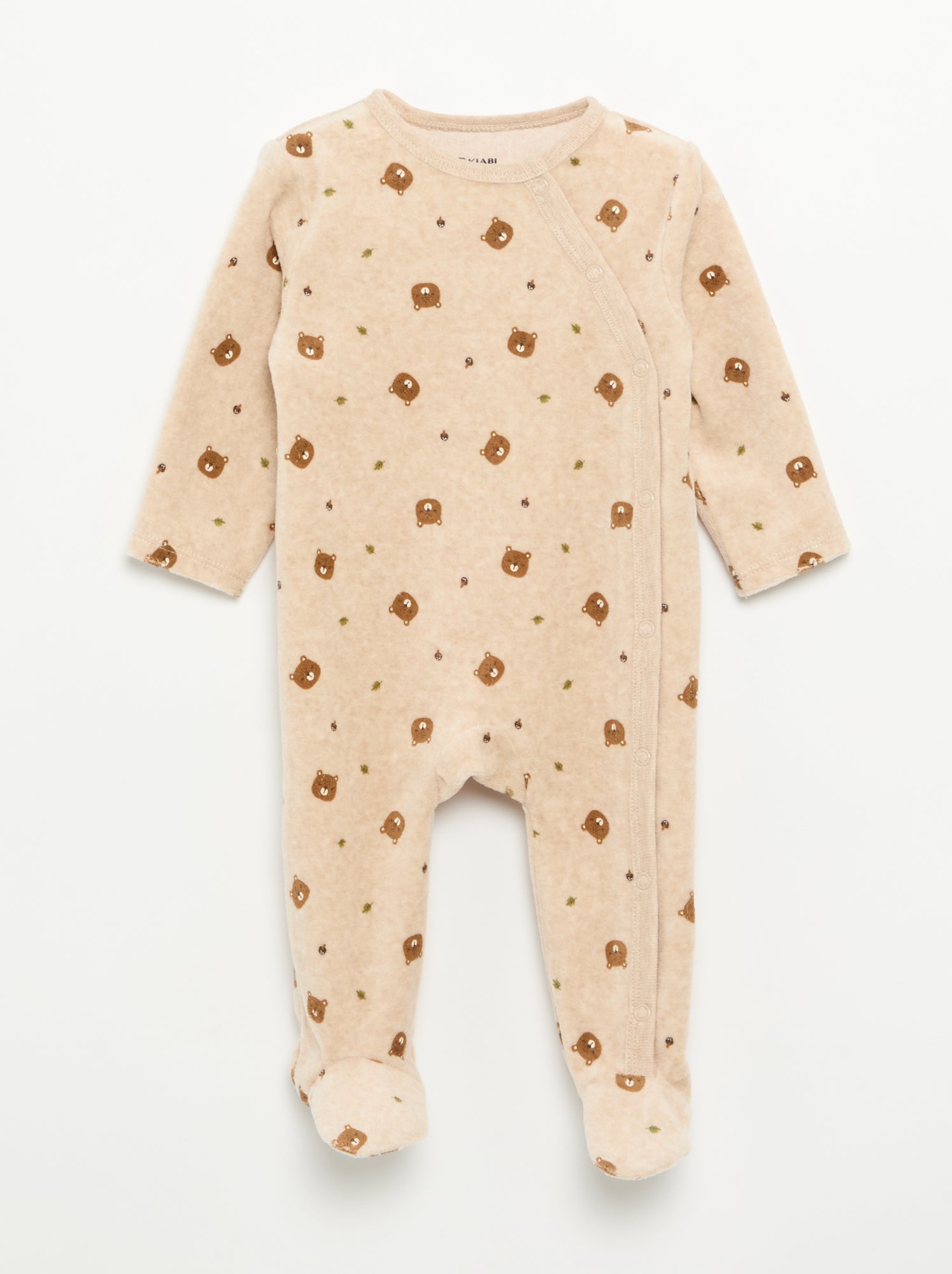 Lot de 2 pyjama en velours avec pieds - Marron