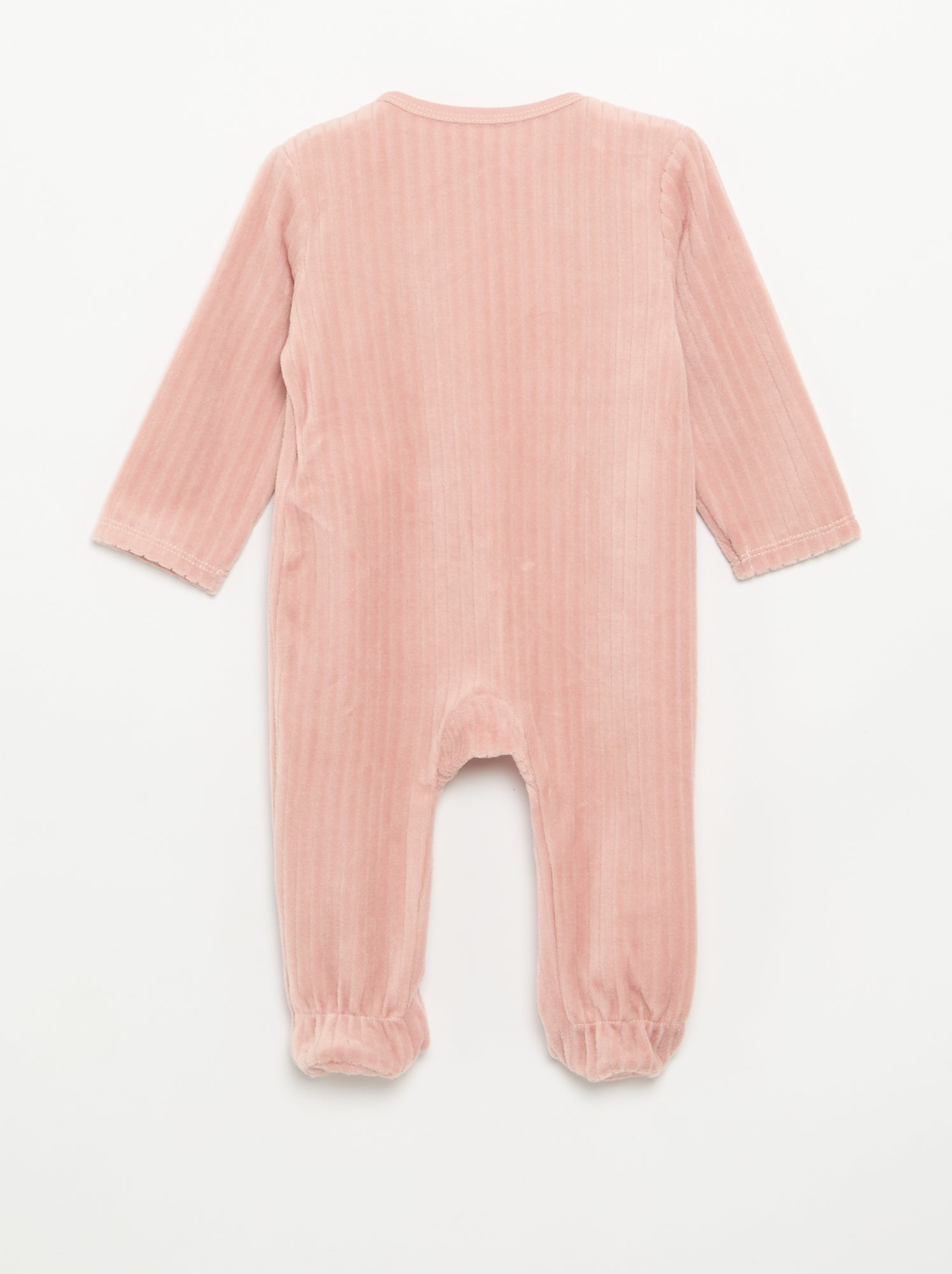 Lot de 2 pyjama en velours avec pieds - Rose