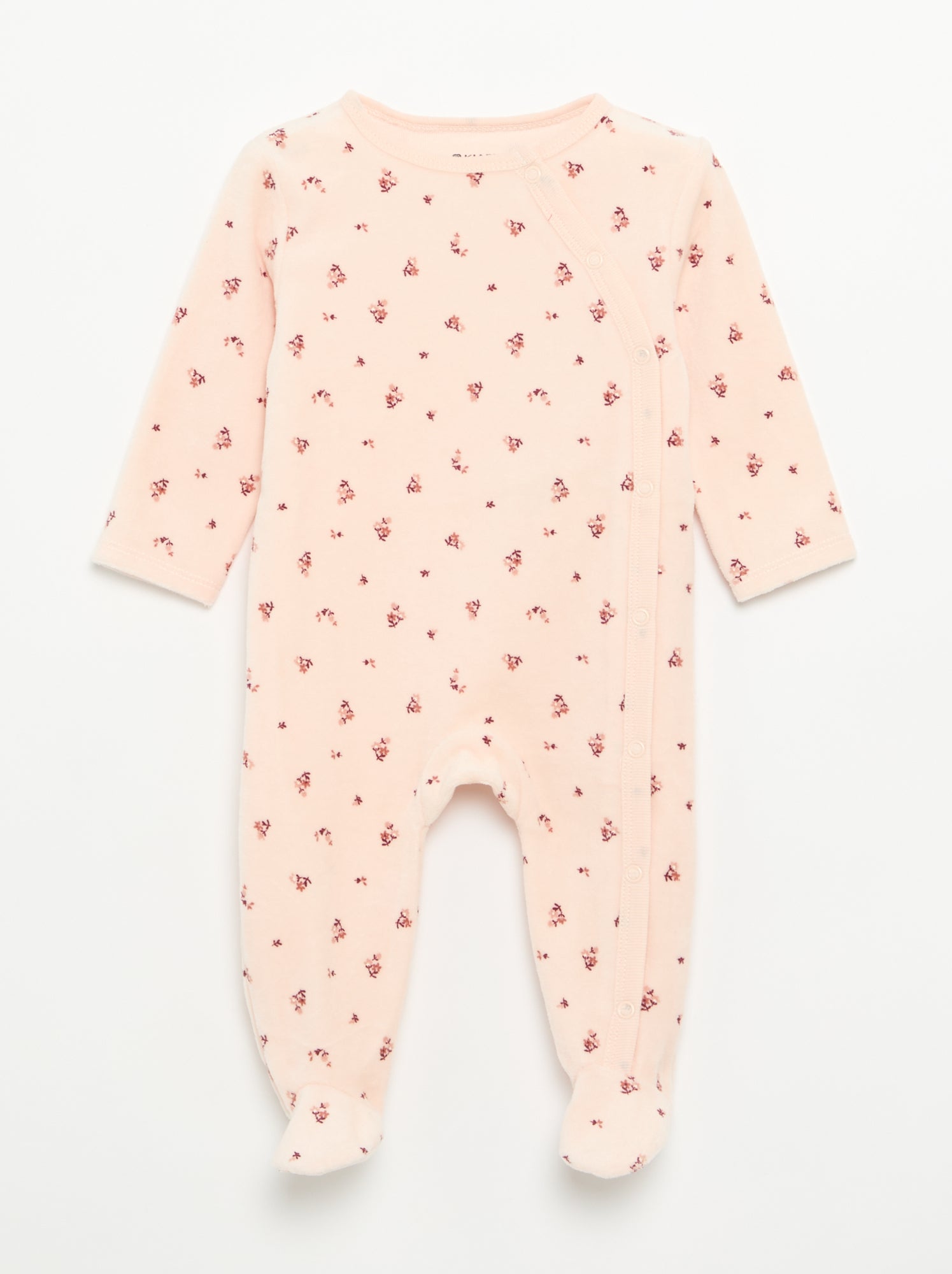 Lot de 2 pyjama en velours avec pieds - Rose