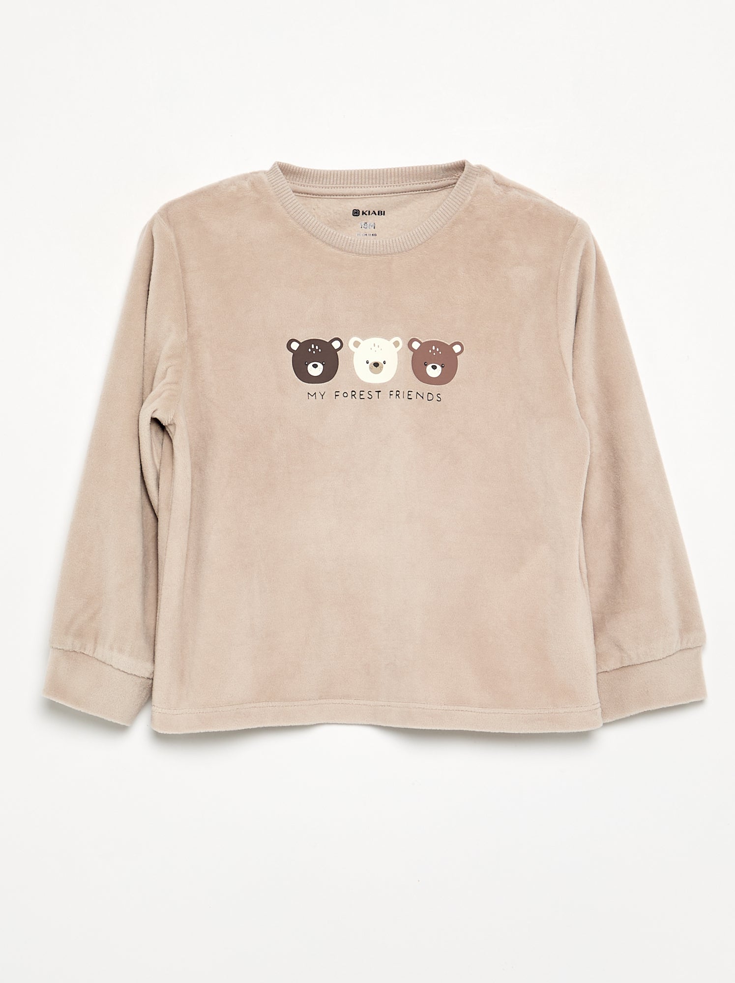 Lot de 2 pyjamas 2 pièces en polaire imprimé - Beige