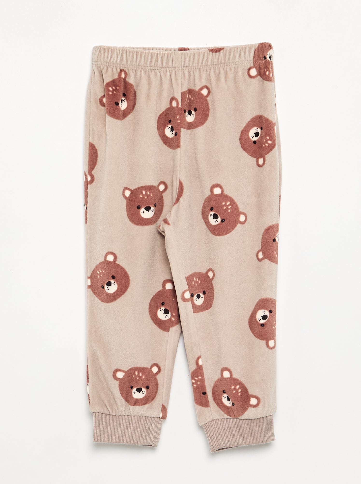 Lot de 2 pyjamas 2 pièces en polaire imprimé - Beige