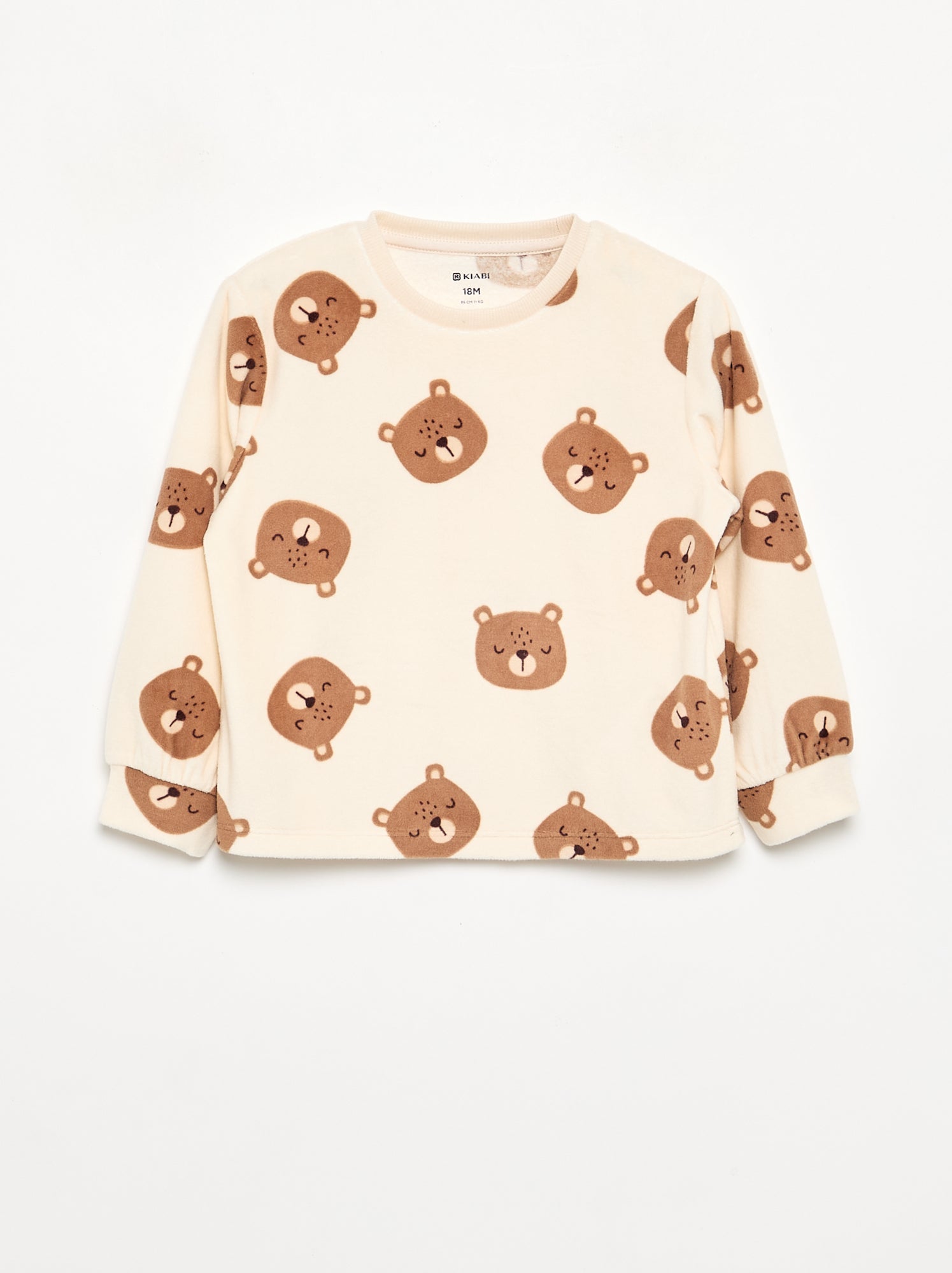 Lot de 2 pyjamas 2 pièces en polaire imprimé - Beige