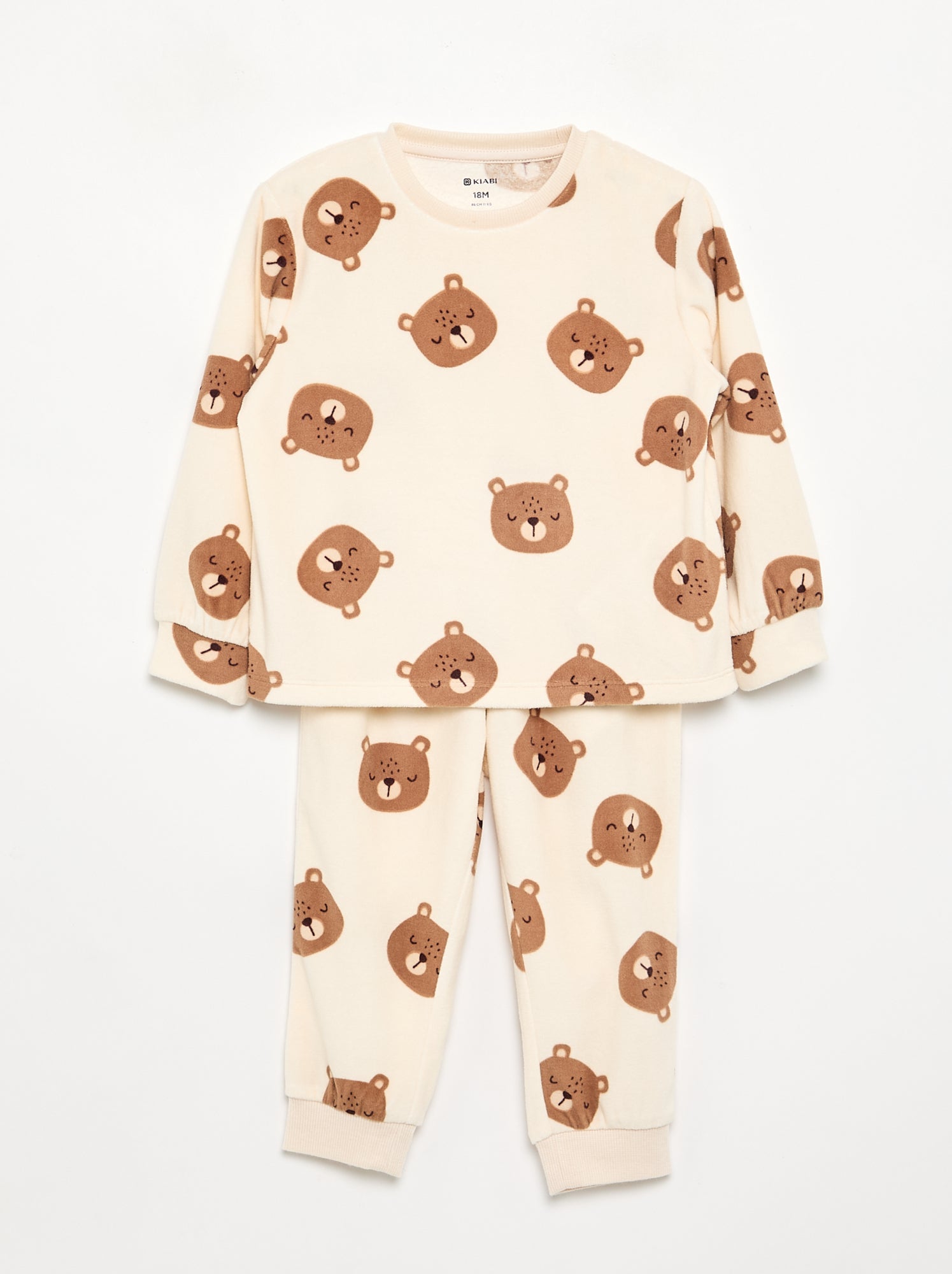 Lot de 2 pyjamas 2 pièces en polaire imprimé - Beige