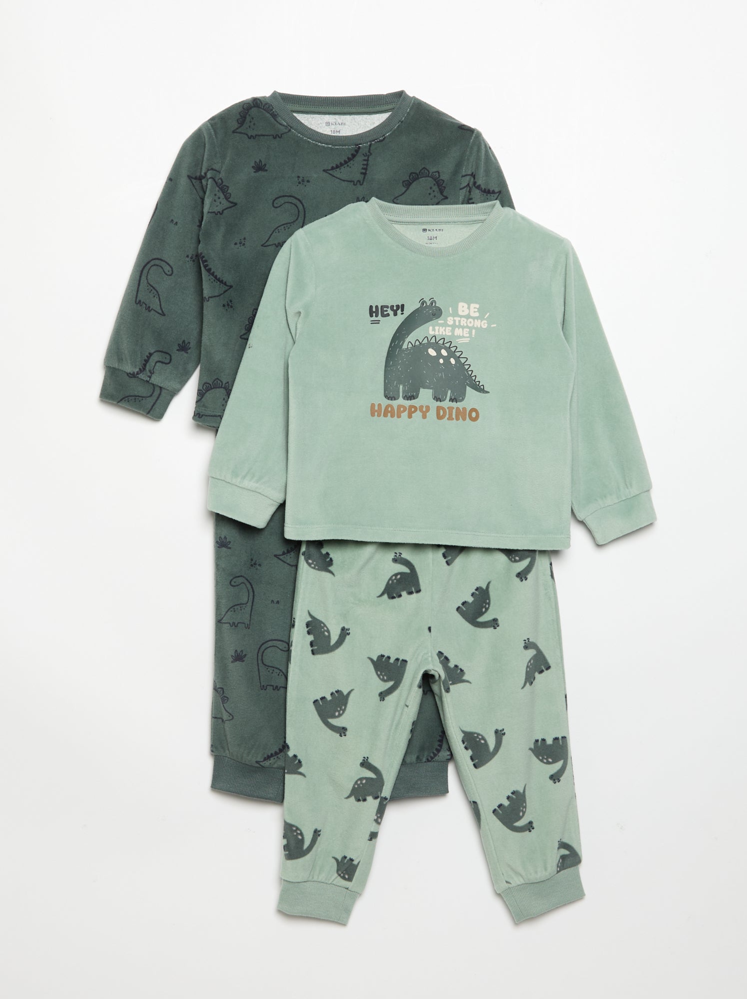 Lot de 2 pyjamas 2 pièces en polaire imprimé - Vert