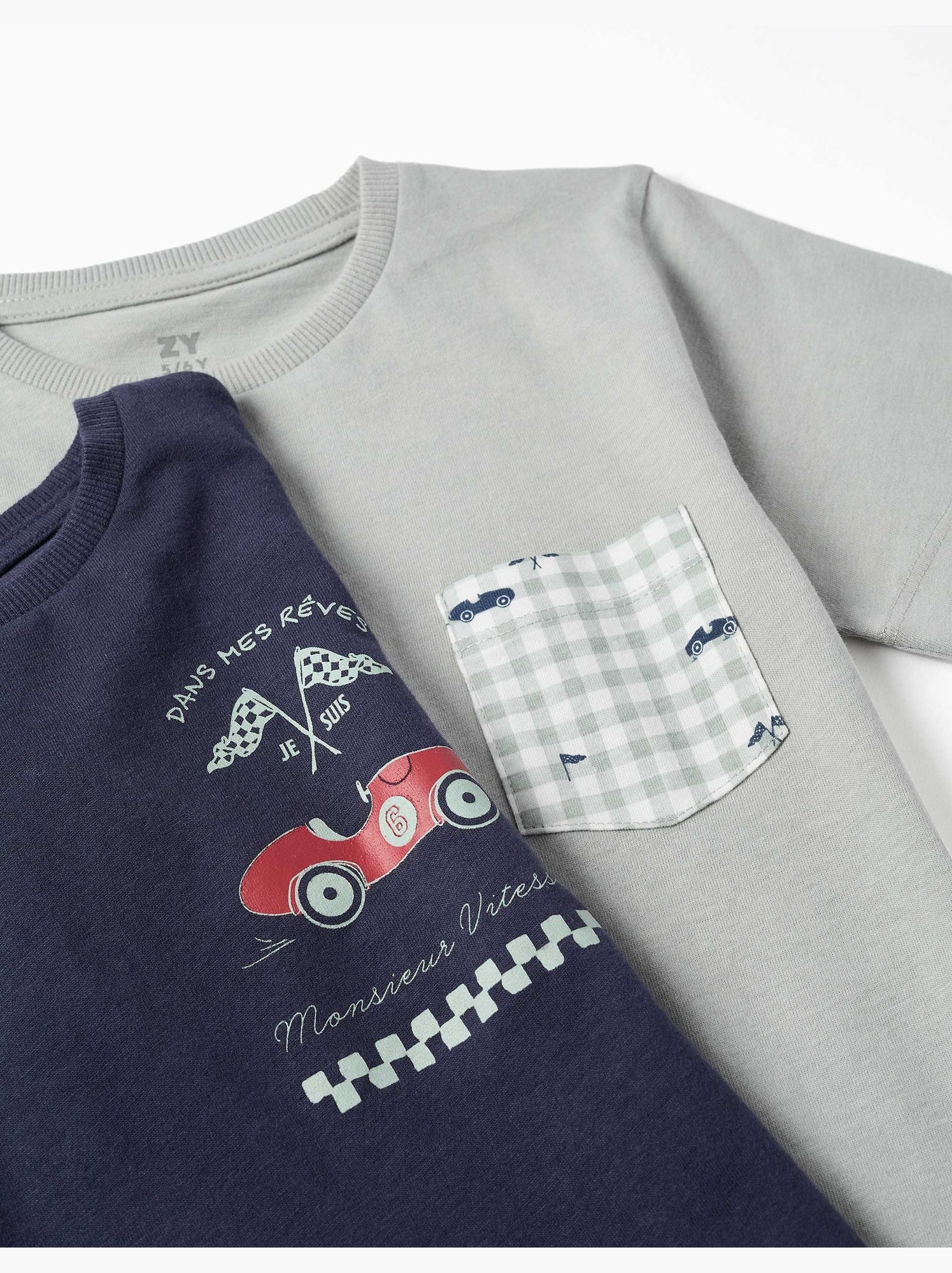 Lot de 2 pyjamas à manches courtes en coton avec imprimés voitures - Bleu Vert