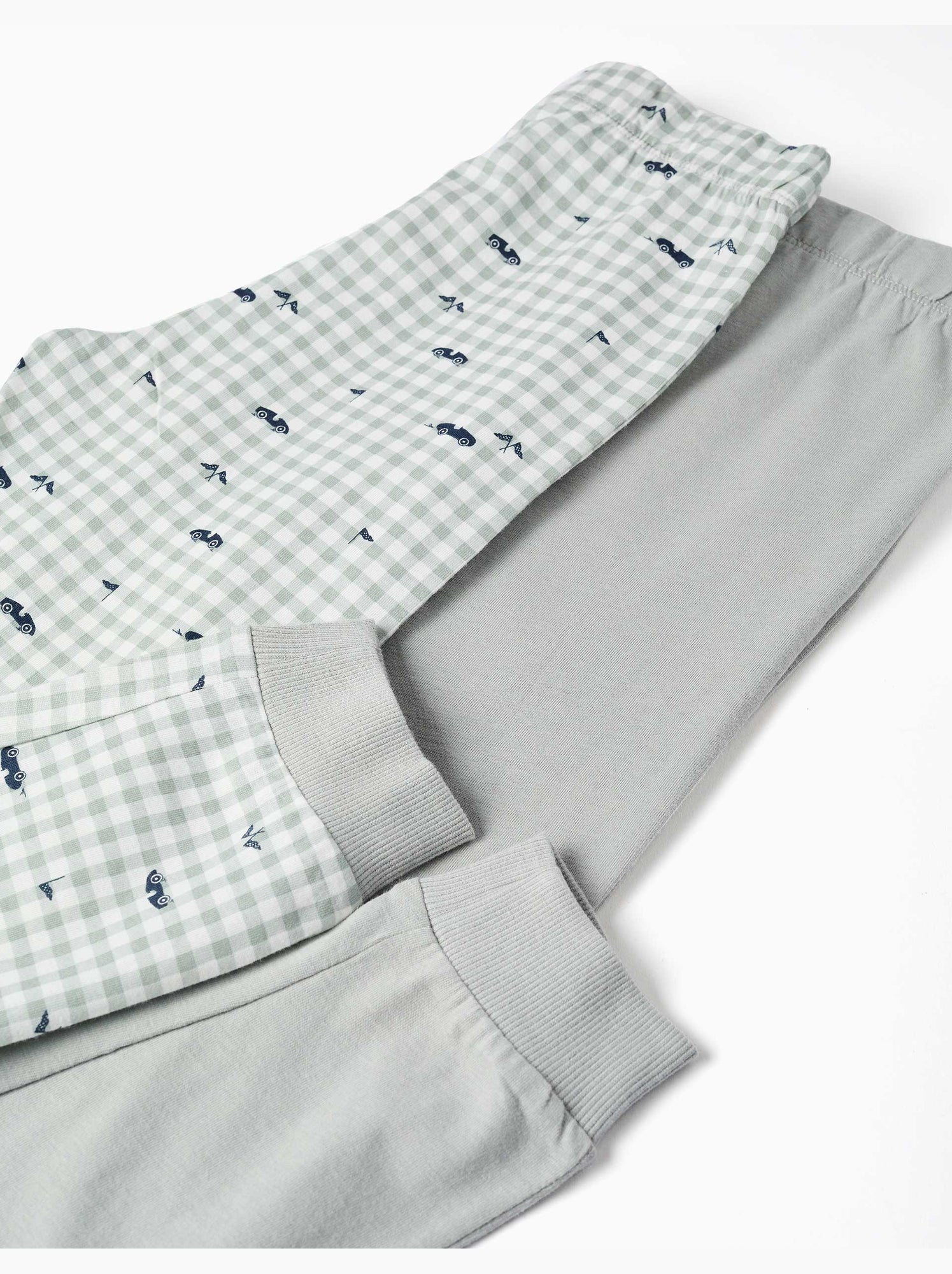 Lot de 2 pyjamas à manches courtes en coton avec imprimés voitures - Bleu Vert