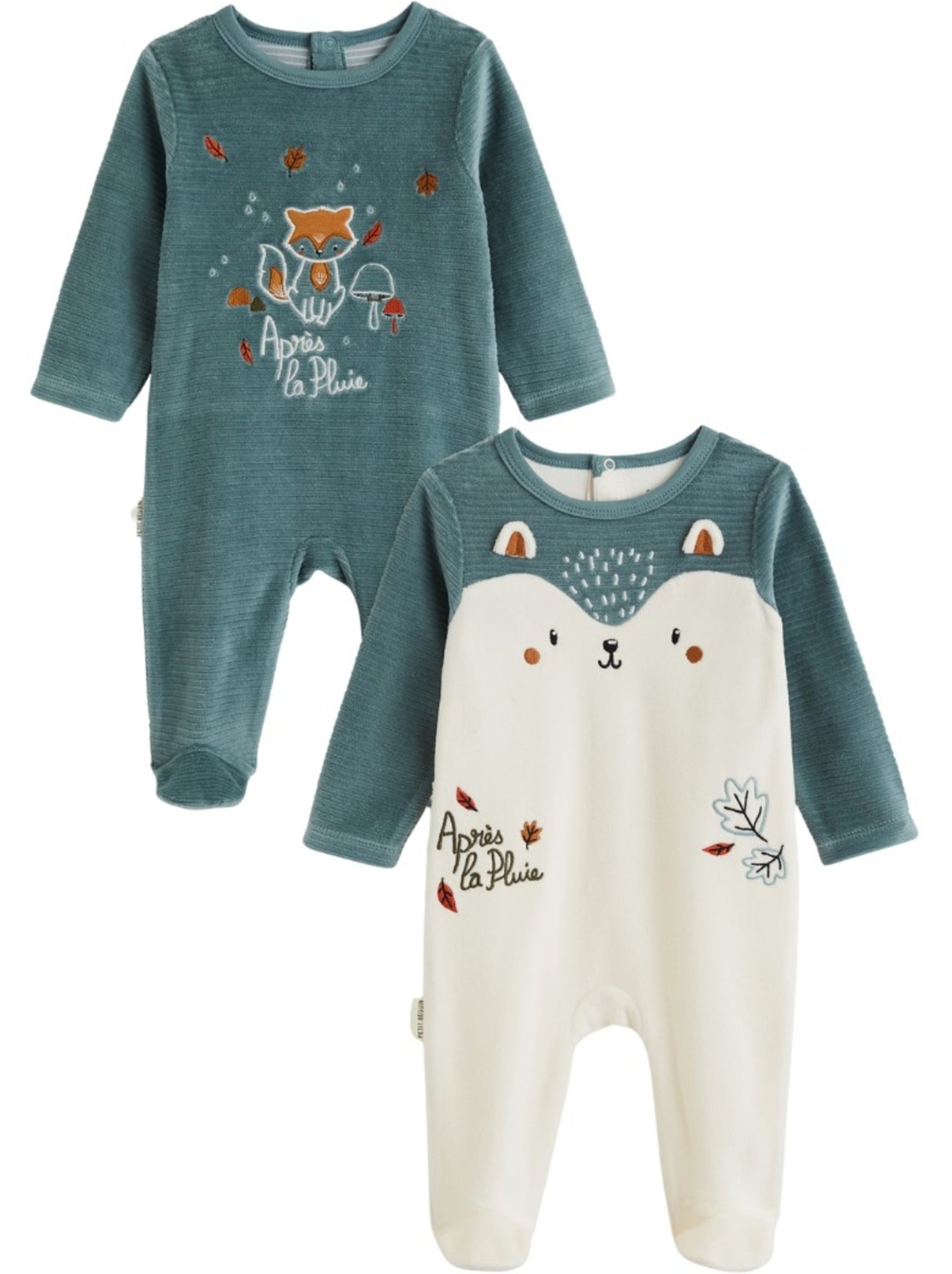 Lot de 2 pyjamas bébé en velours ginkgo - Vert