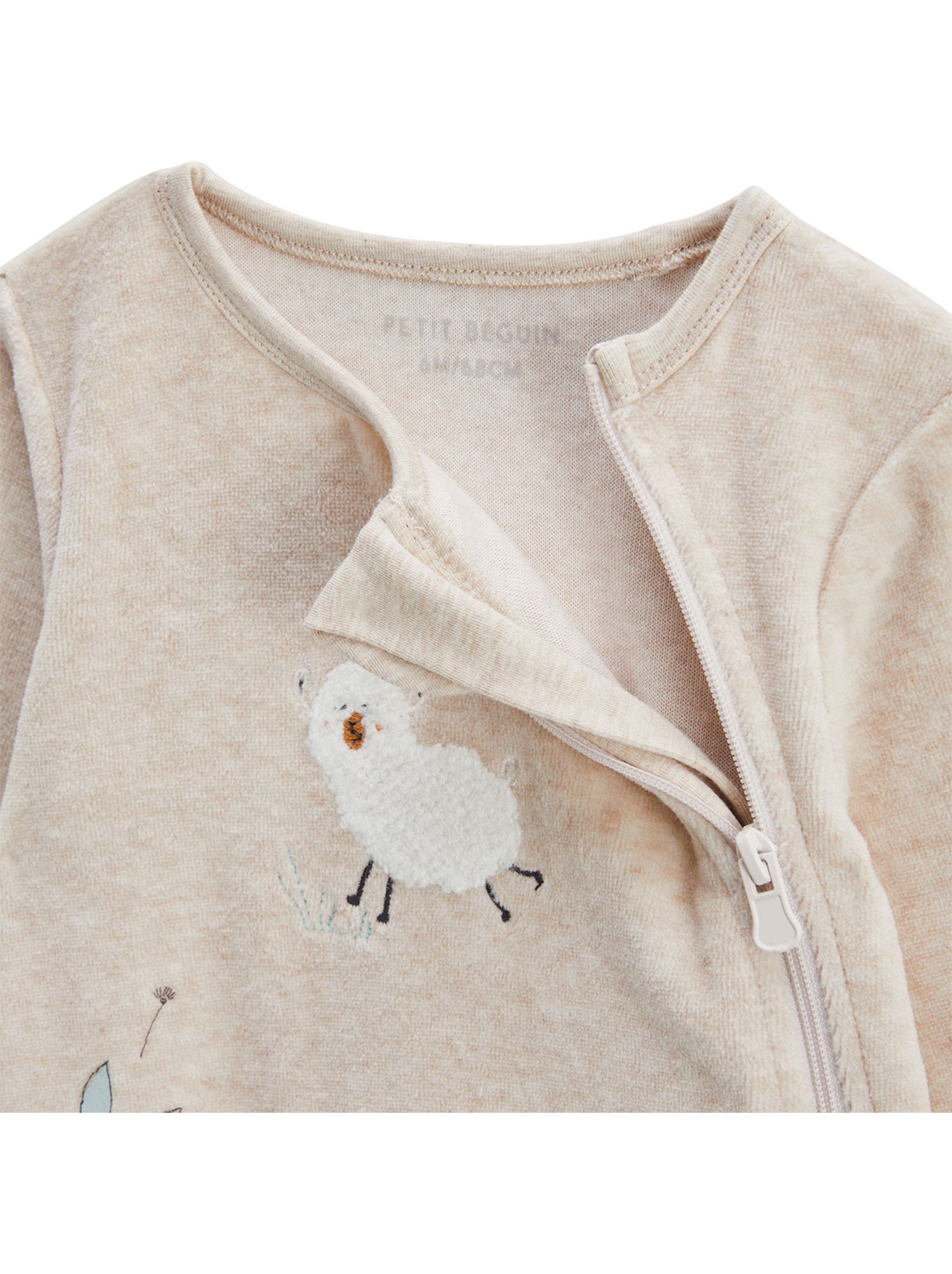 Lot de 2 pyjamas bébé en velours noisette - Ecru