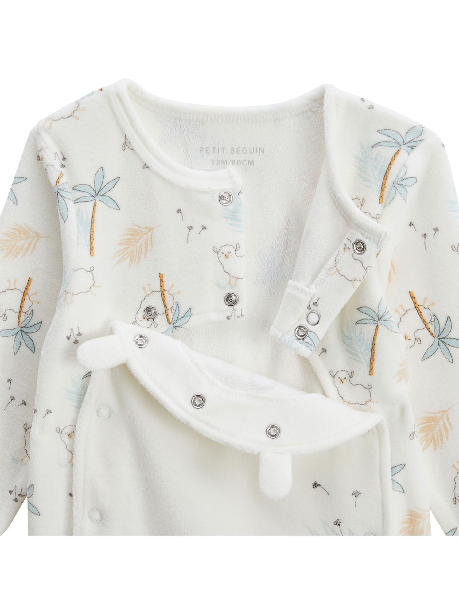 Lot de 2 pyjamas bébé en velours noisette - Ecru
