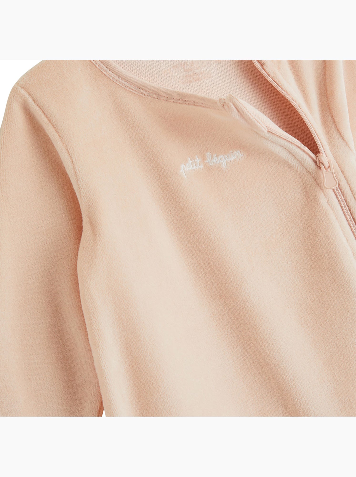 Lot de 2 pyjamas bébé en velours ouverture zippée - Rose
