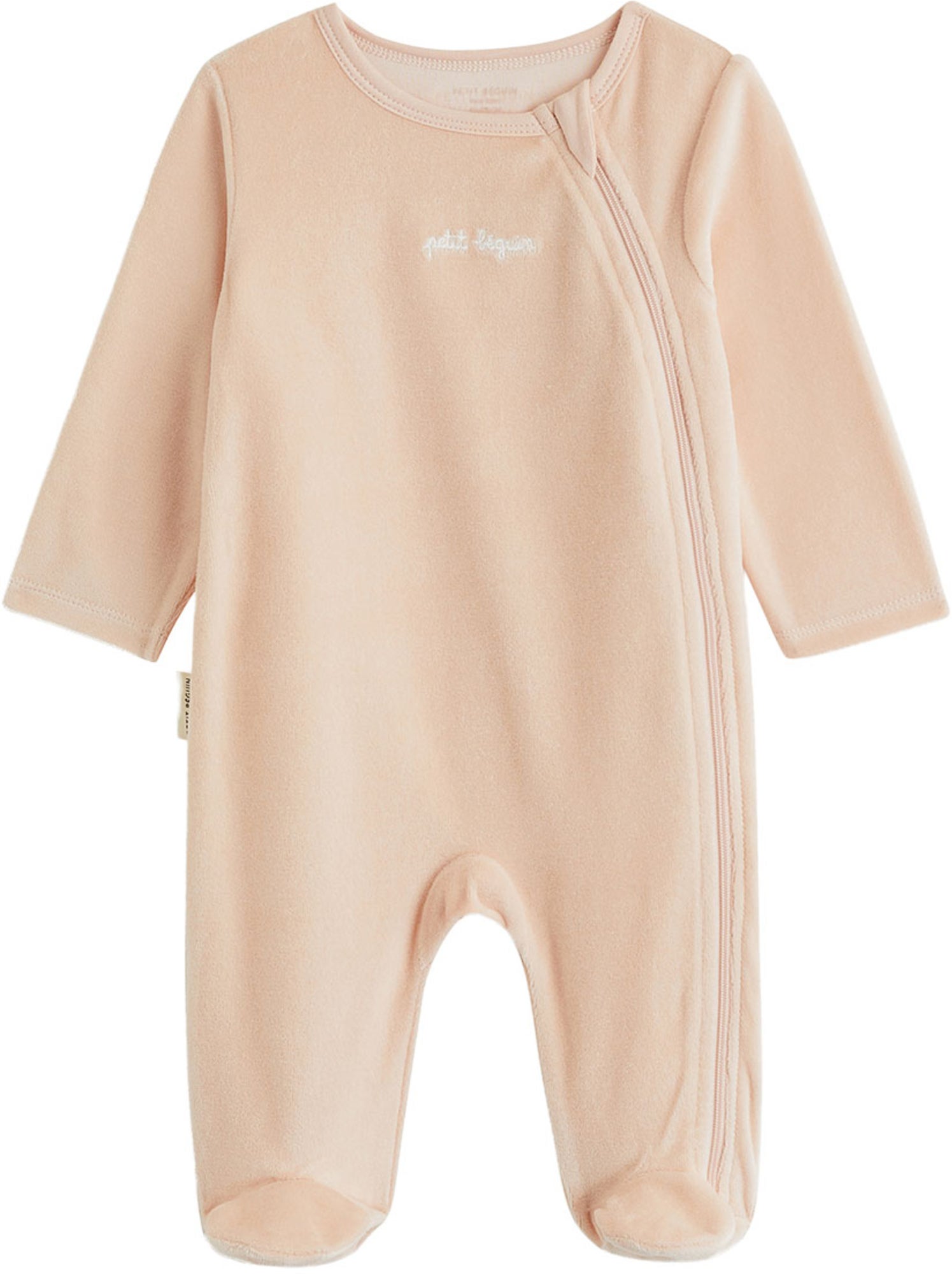Lot de 2 pyjamas bébé en velours ouverture zippée - Rose