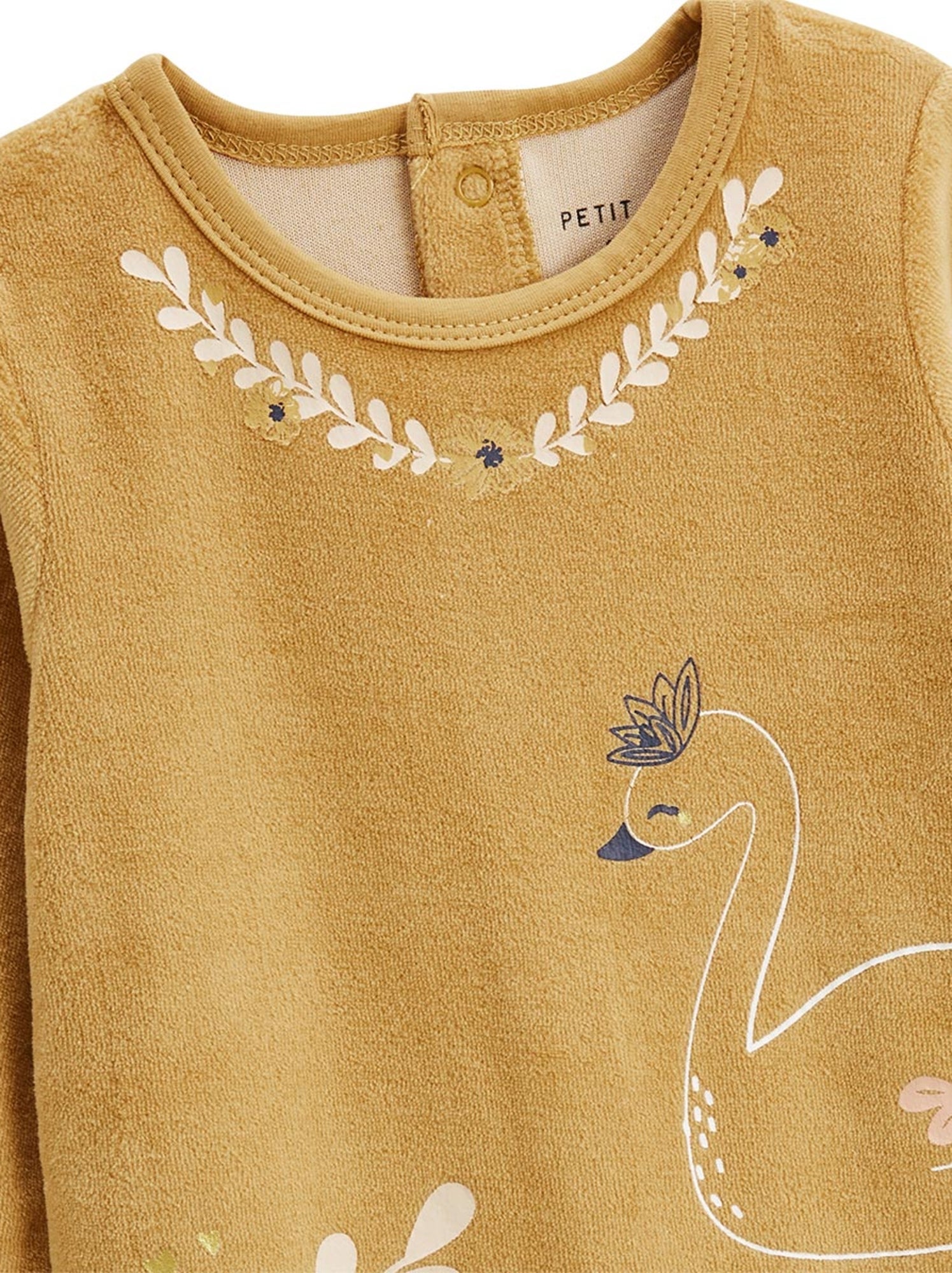 Lot de 2 pyjamas bébé en velours swan - Moutarde