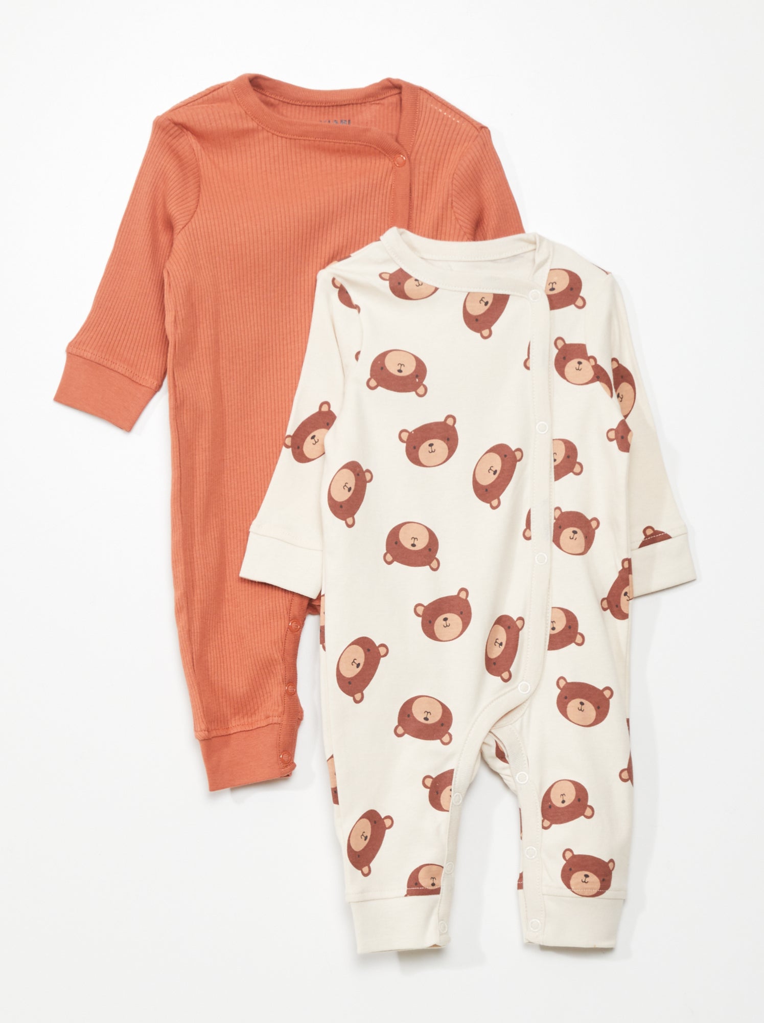Lot de 2 pyjamas - collection facile à enfiler - Beige/corail