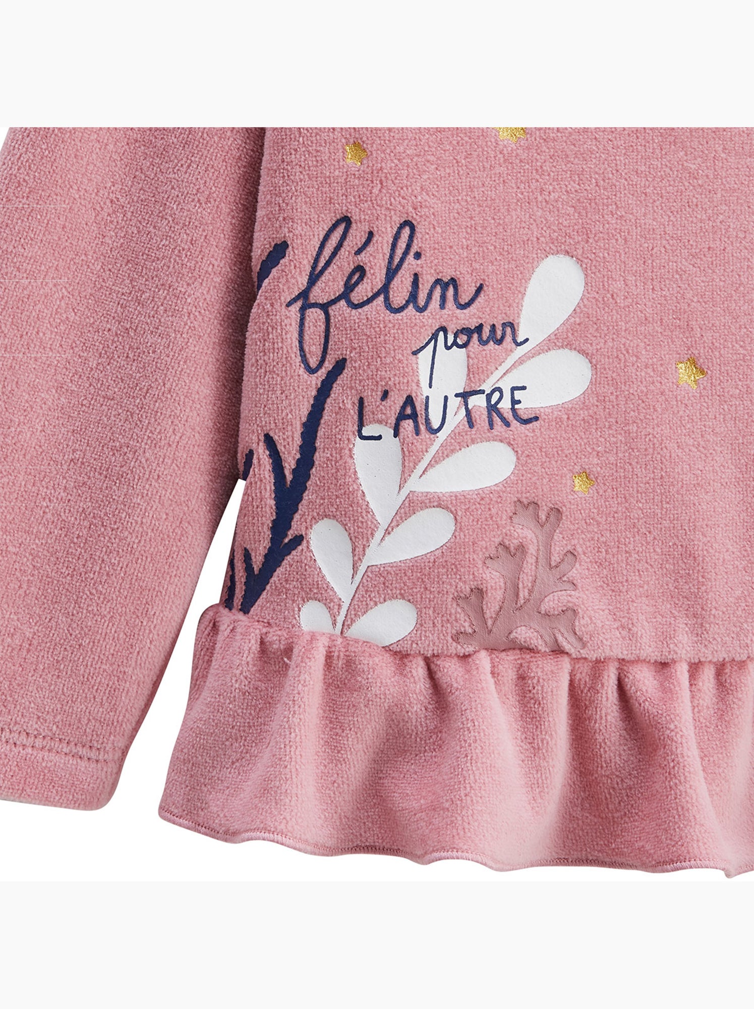 Lot de 2 pyjamas enfant 2 pièces en velours céleste - Rose