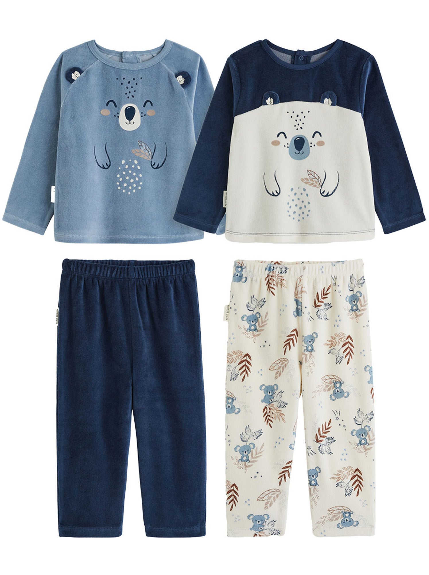 Lot de 2 pyjamas enfant 2 pièces en velours mathéo - Bleu