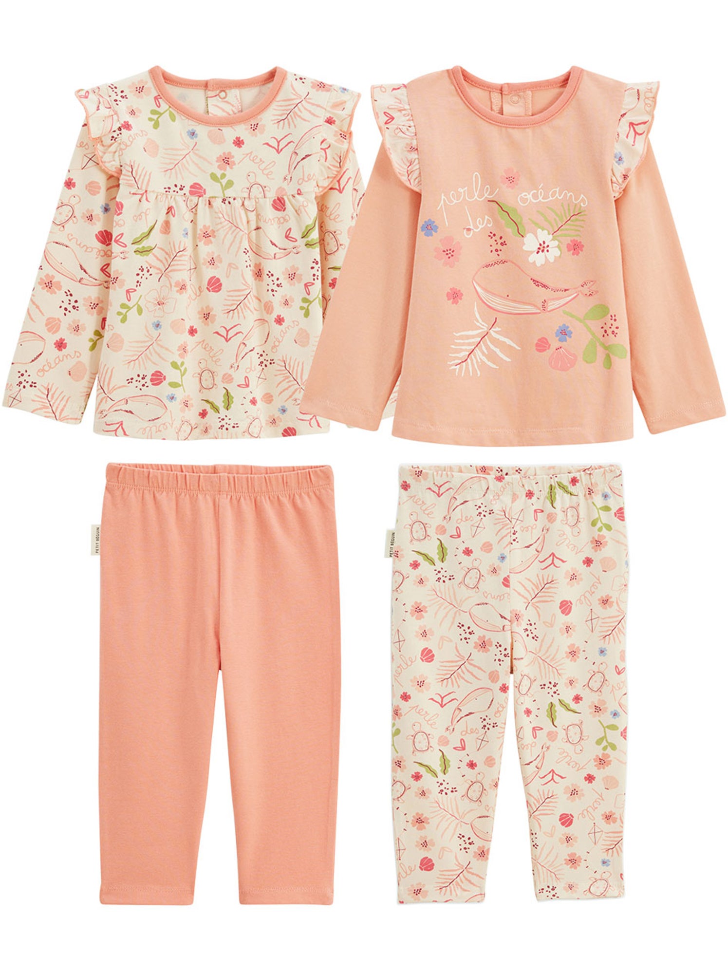 Lot de 2 pyjamas enfant 2 pièces santa giulia - Corail