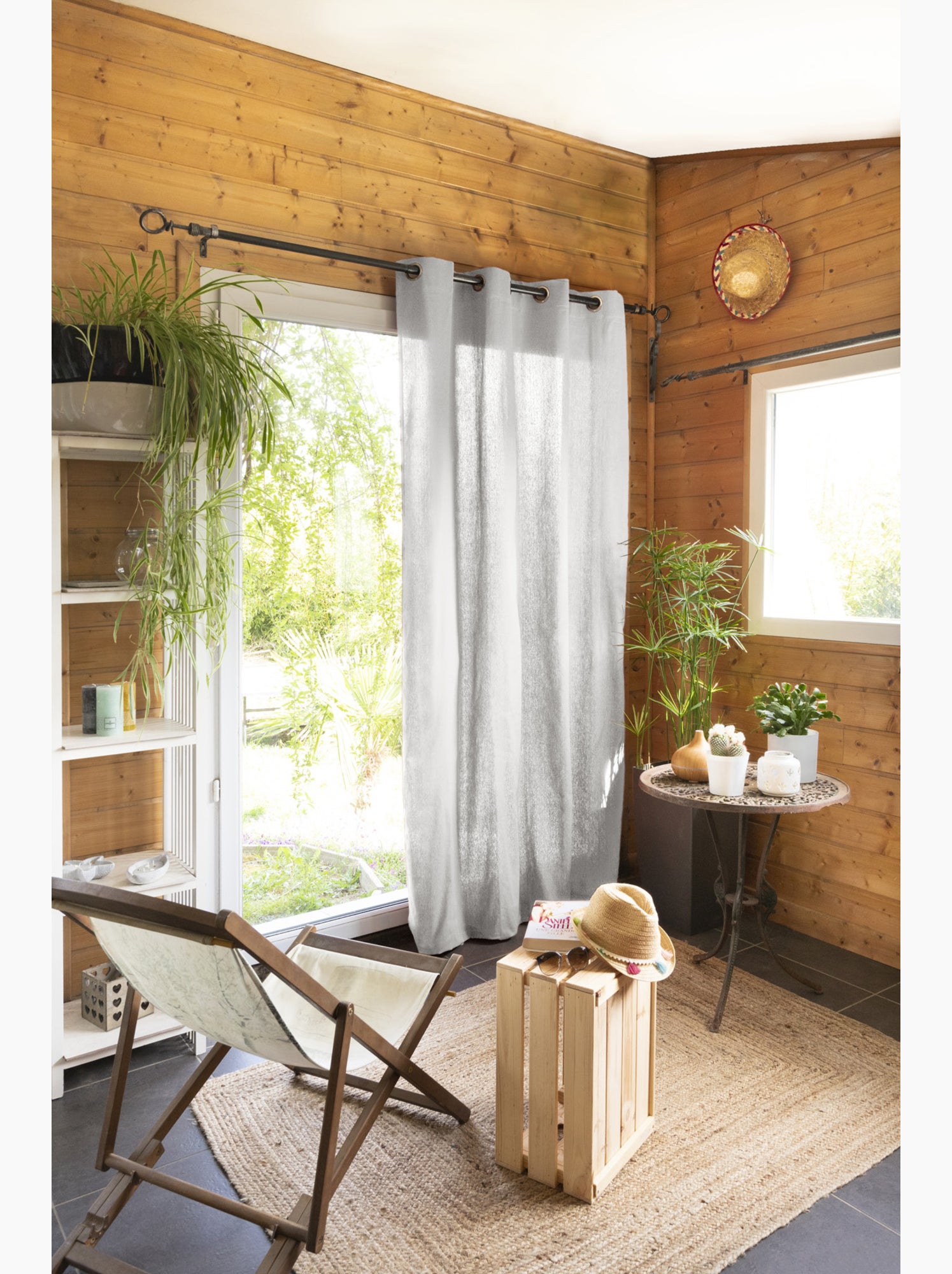 Lot de 2 rideaux 100% coton prélavé – kala - Gris clair