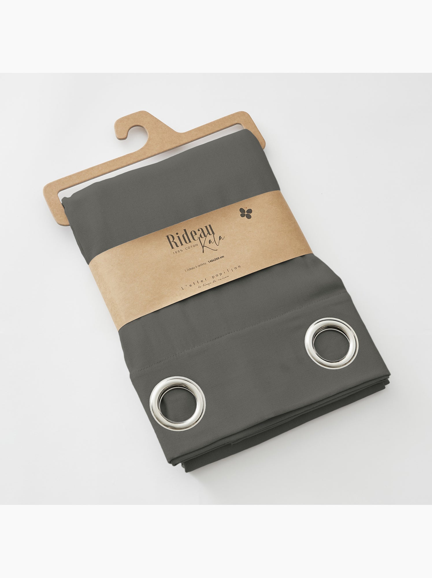 Lot de 2 rideaux 100% coton prélavé – kala - Gris Granit