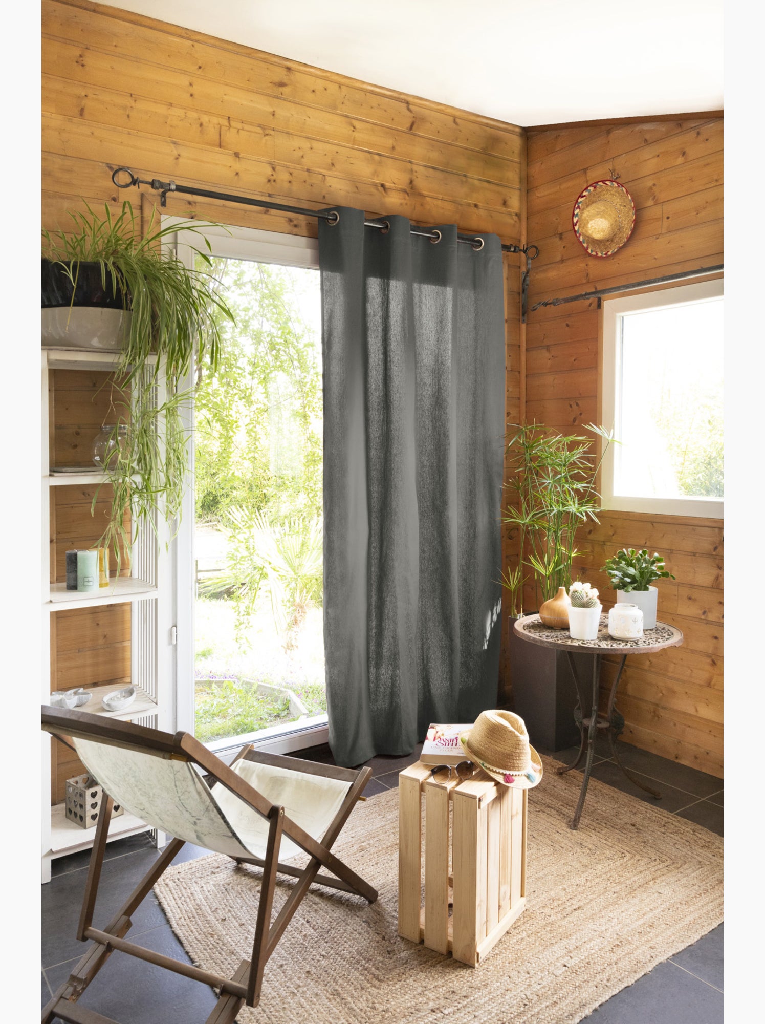 Lot de 2 rideaux 100% coton prélavé – kala - Gris Granit