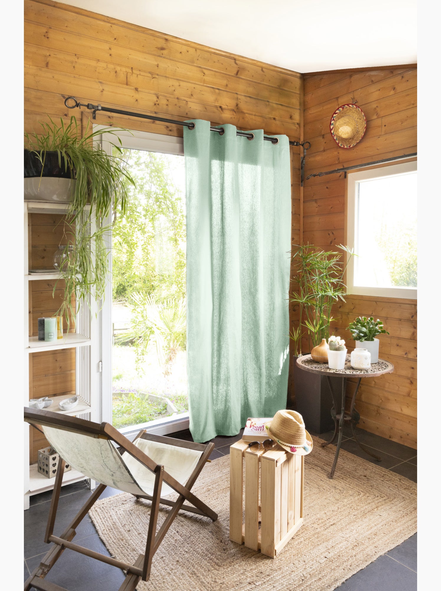 Lot de 2 rideaux 100% coton prélavé – kala - Menthe