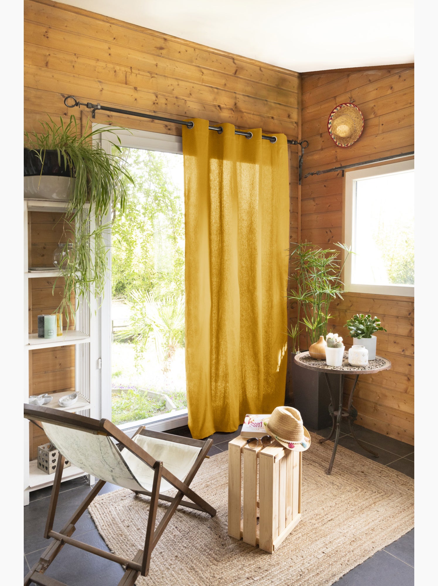 Lot de 2 rideaux 100% coton prélavé – kala - Safran