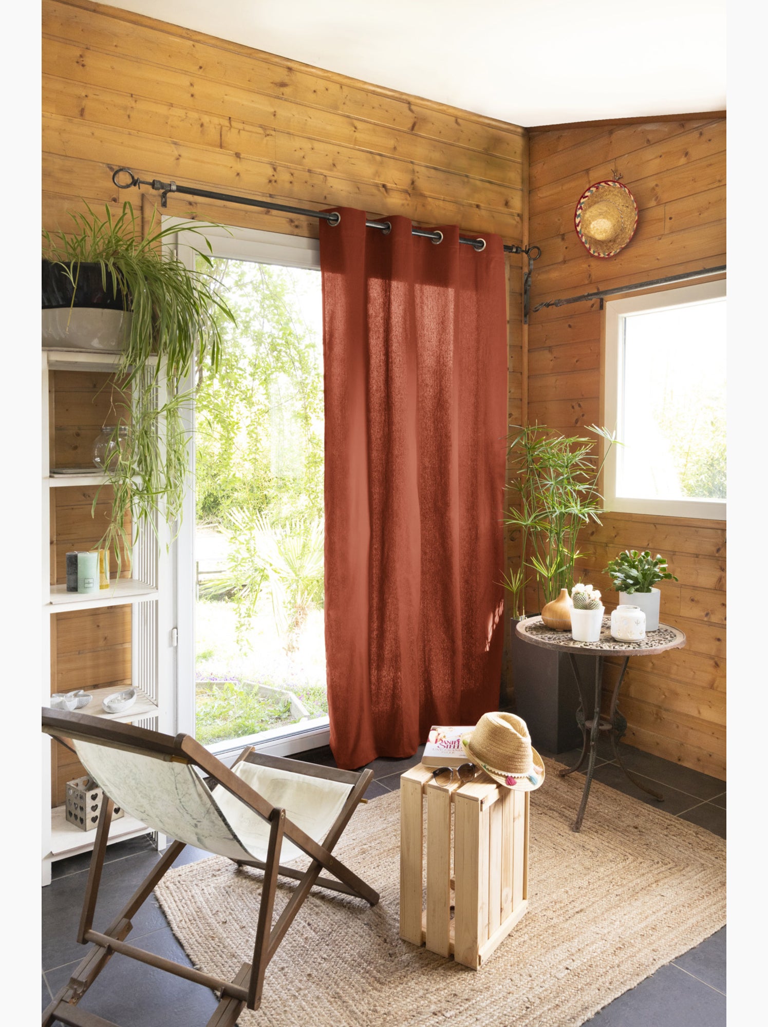 Lot de 2 rideaux 100% coton prélavé – kala - Terracotta