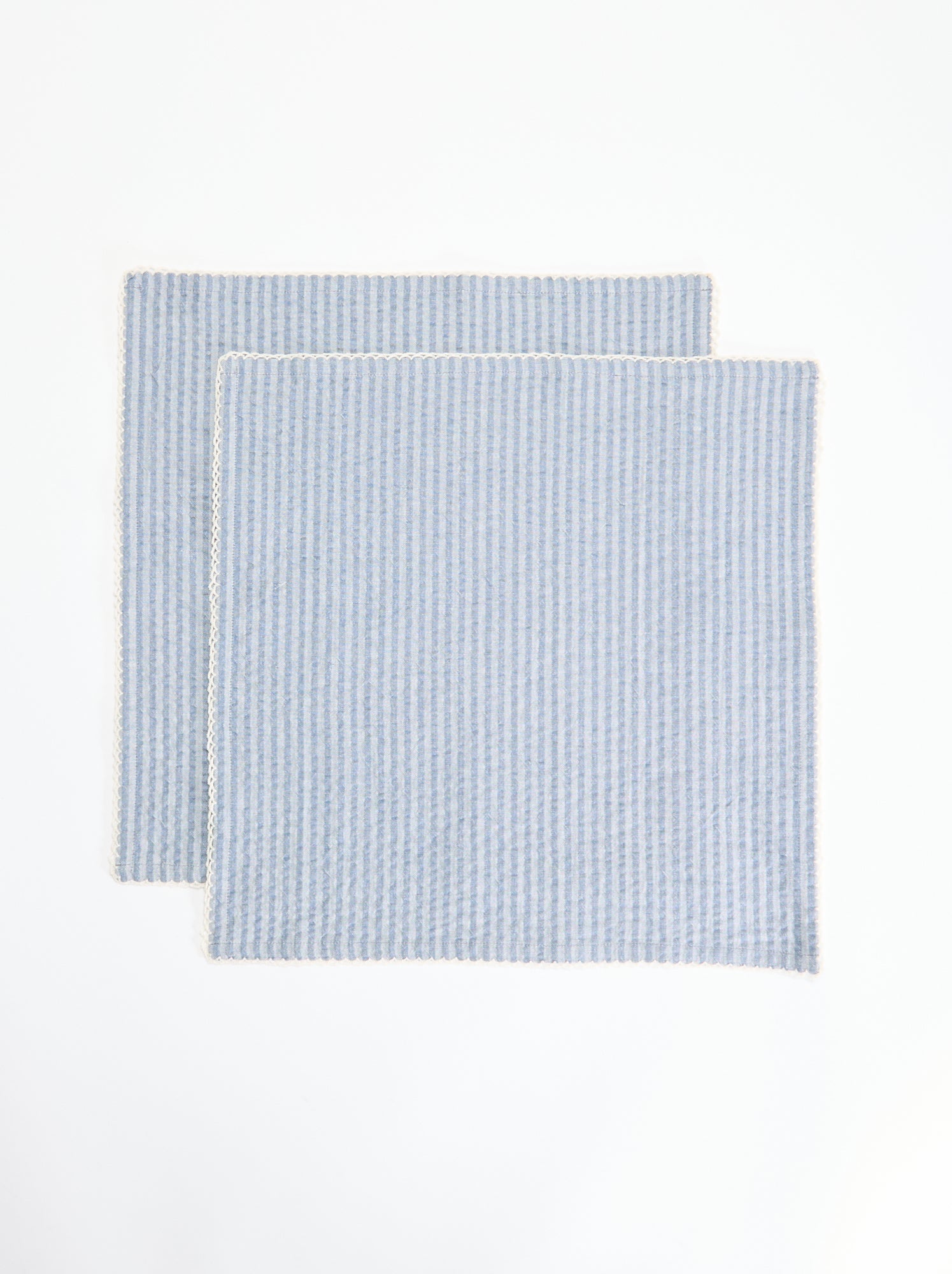 Lot de 2 serviettes de table en seersucker - Bleu