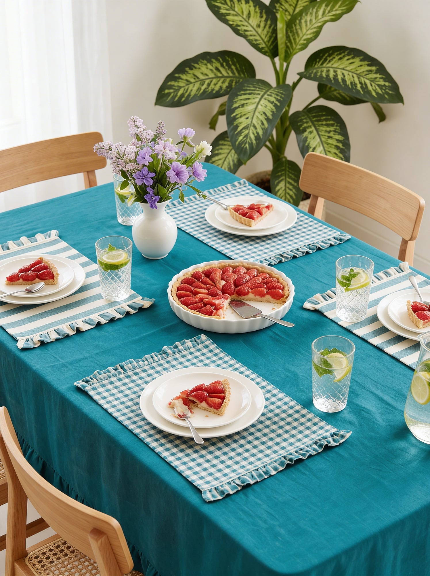 Lot de 2 sets de table (32x45 cm) à volants - BLEU (DAA41_3)