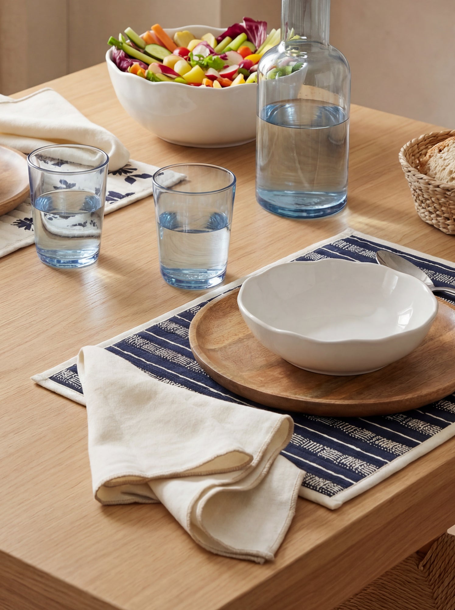 Lot de 2 sets de table/serviettes unis 2 en 1 32 x 40 cm - Kiabi Home - Blanc