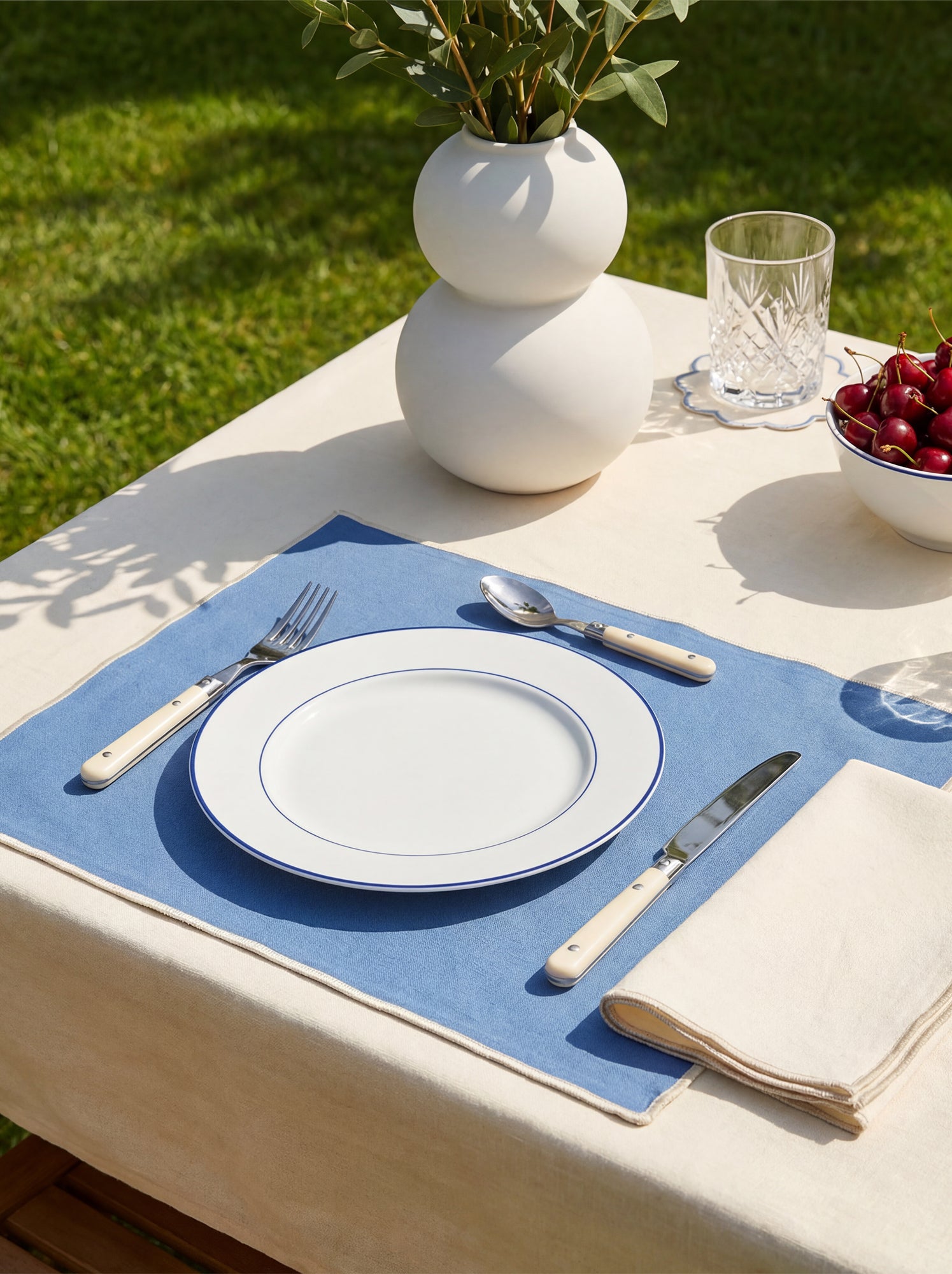 Lot de 2 sets de table/serviettes unis 2 en 1 32 x 40 cm - Kiabi Home - Bleu (CGS15_13)