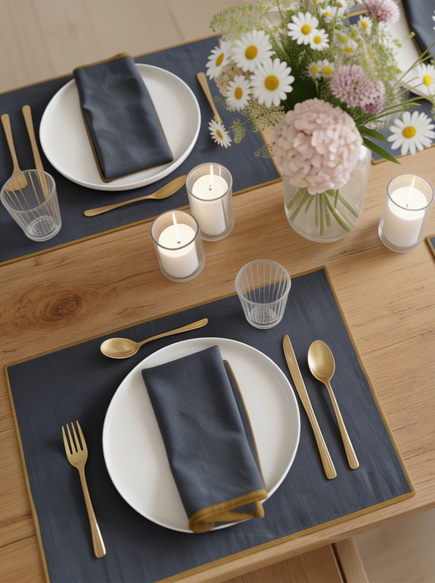 Lot de 2 sets de table/serviettes unis 2 en 1 32 x 40 cm - Kiabi Home - Gris