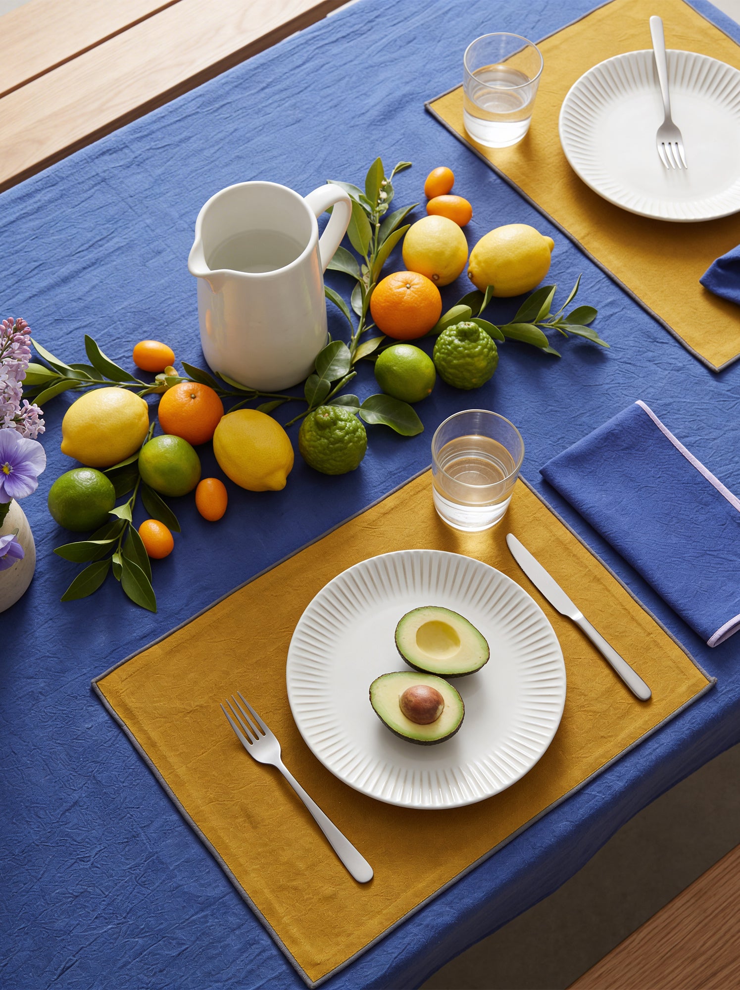 Lot de 2 sets de table/serviettes unis 2 en 1 32 x 40 cm - Kiabi Home - Jaune moutarde