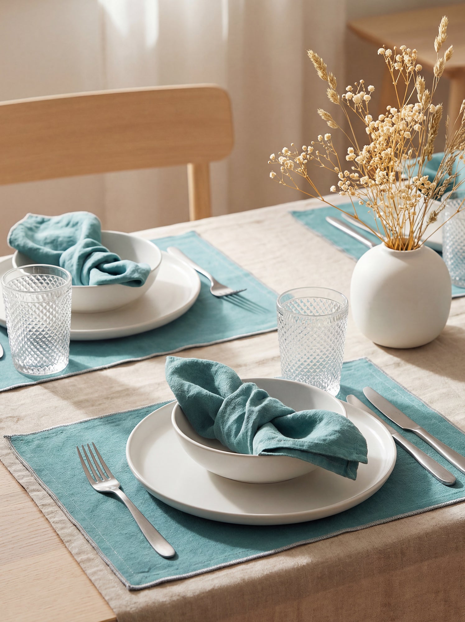 Lot de 2 sets de table/serviettes unis 2 en 1 32 x 40 cm - Kiabi Home - Vert