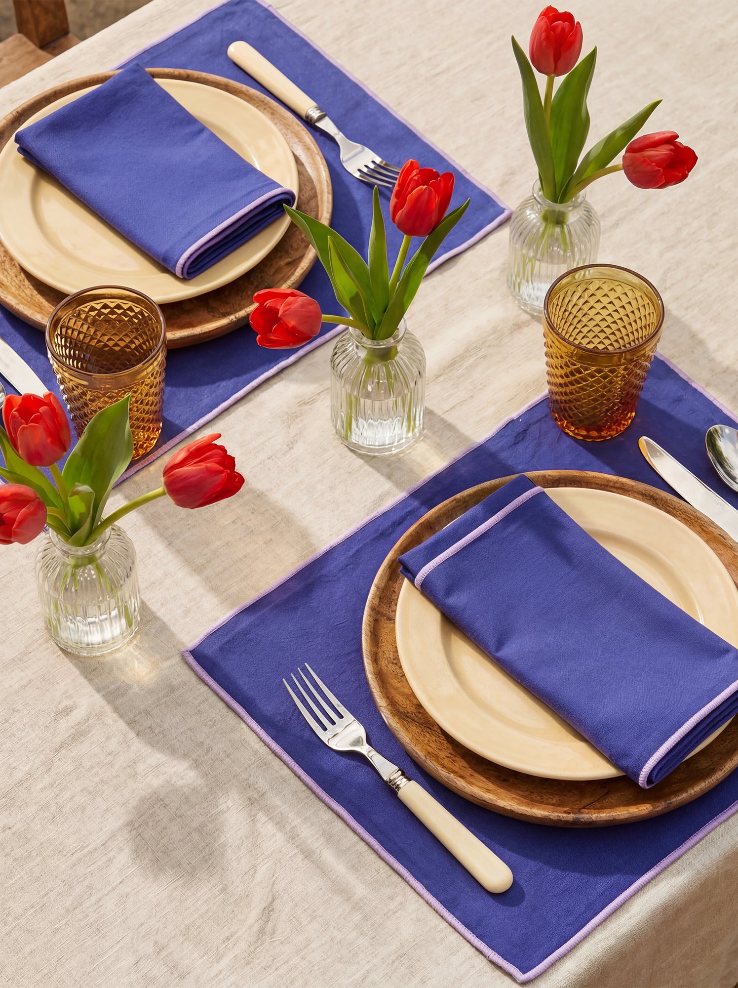 Lot de 2 sets de table/serviettes unis 2 en 1 32 x 40 cm - Kiabi Home - Bleu (CGS15_9)