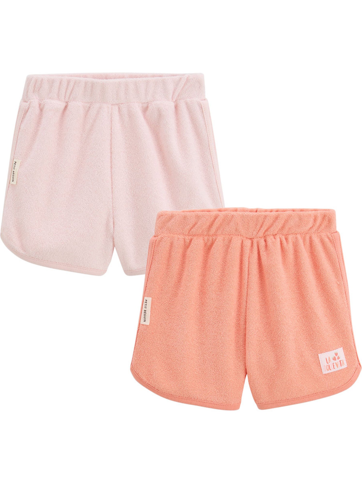 Lot de 2 shorts enfant en éponge honfleur - Orange corail