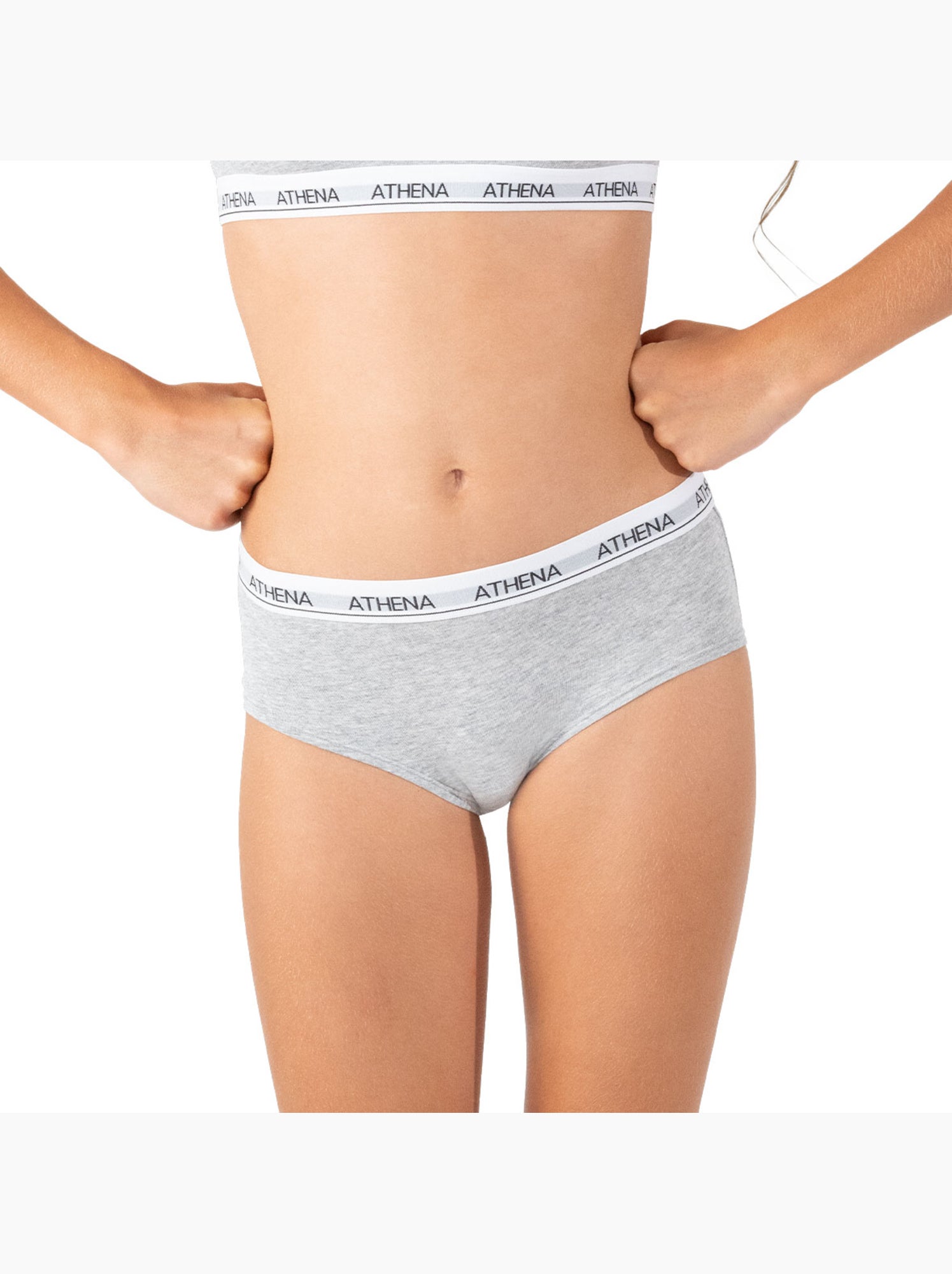 Lot de 2 culottes fille coton ultra doux athena - Blanc Gris