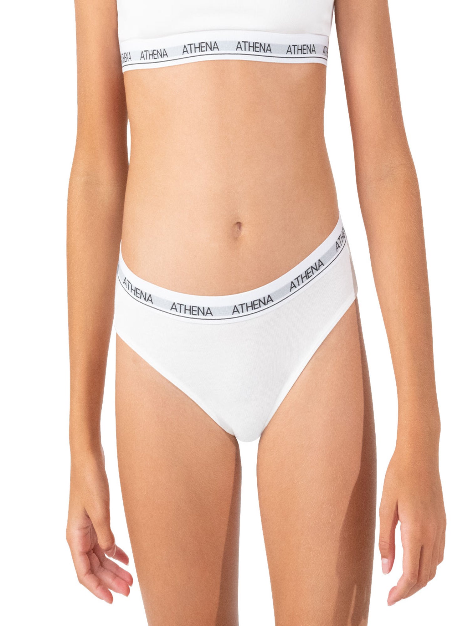 Lot de 2 slips fille coton ultra doux athena - Blanc Bleu