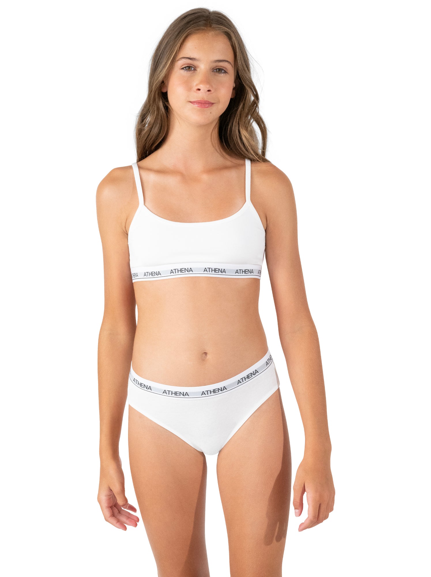 Lot de 2 slips fille coton ultra doux athena - Blanc Rose