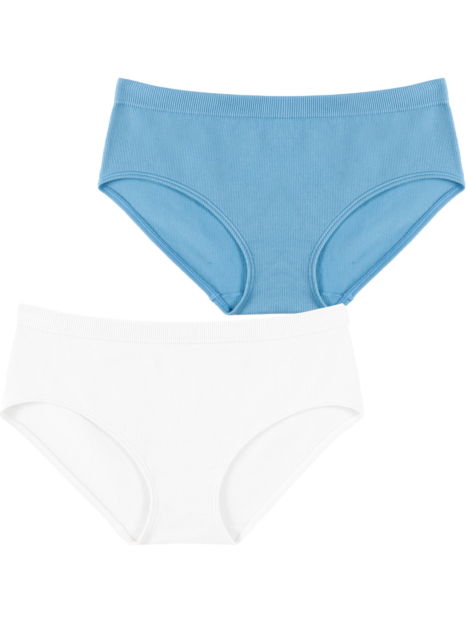 Lot de 2 slips fille sans couture côtelés athena - Bleu Blanc
