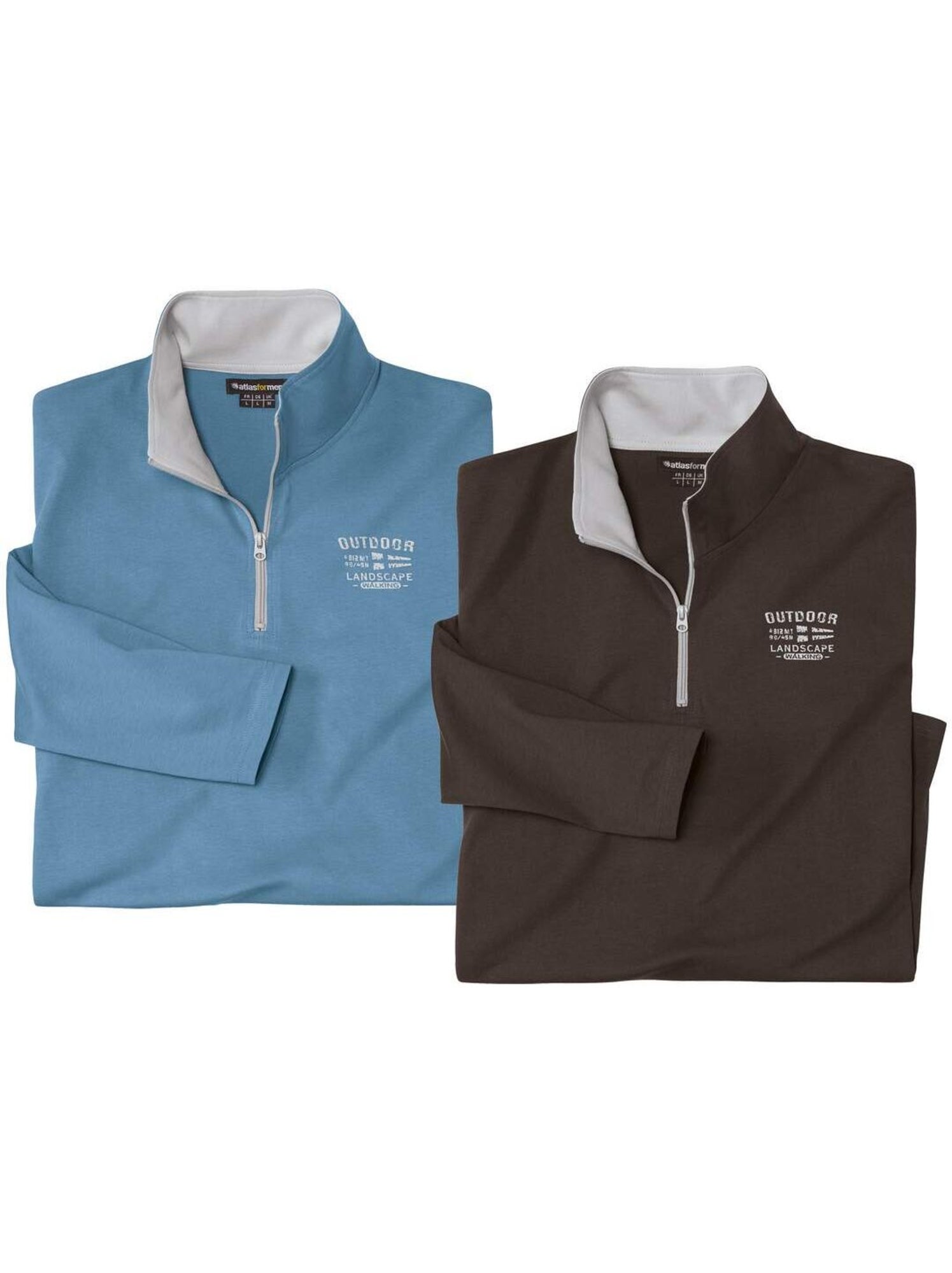 Lot de 2 sous-pulls col zippé   - atlas for men - Bleu Marron