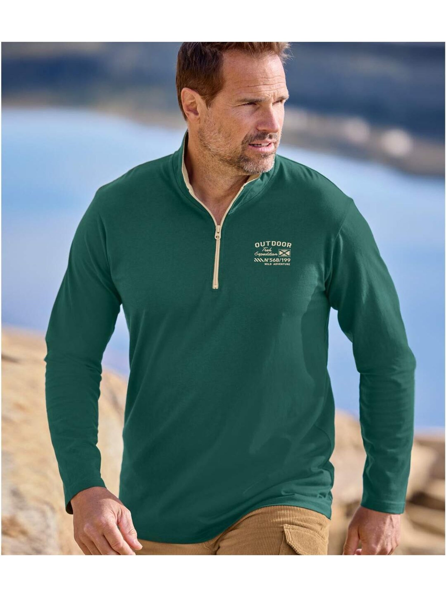 Lot de 2 sous-pulls col zippé   - atlas for men - Beige/Vert