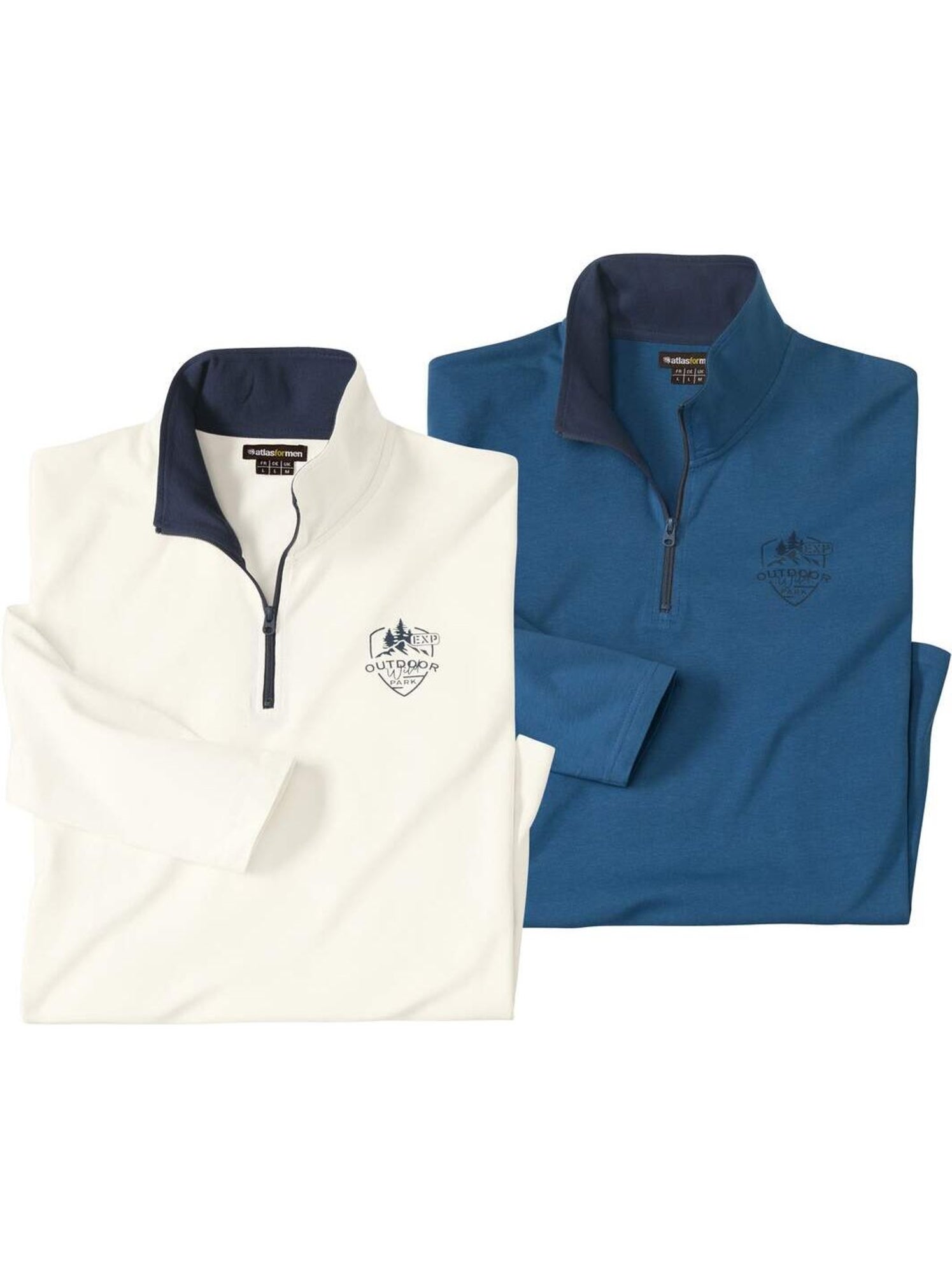 Lot de 2 sous-pulls col zippé   - atlas for men - Blanc Bleu